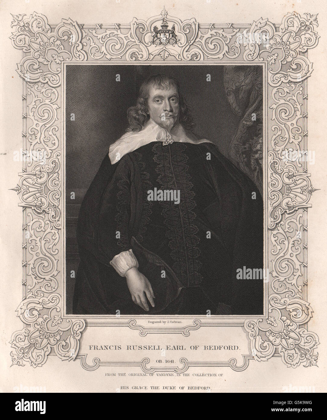 BRITISCHE Geschichte: Francis Russell, Earl Of Bedford. TALLIS, antiken print 1853 Stockfoto