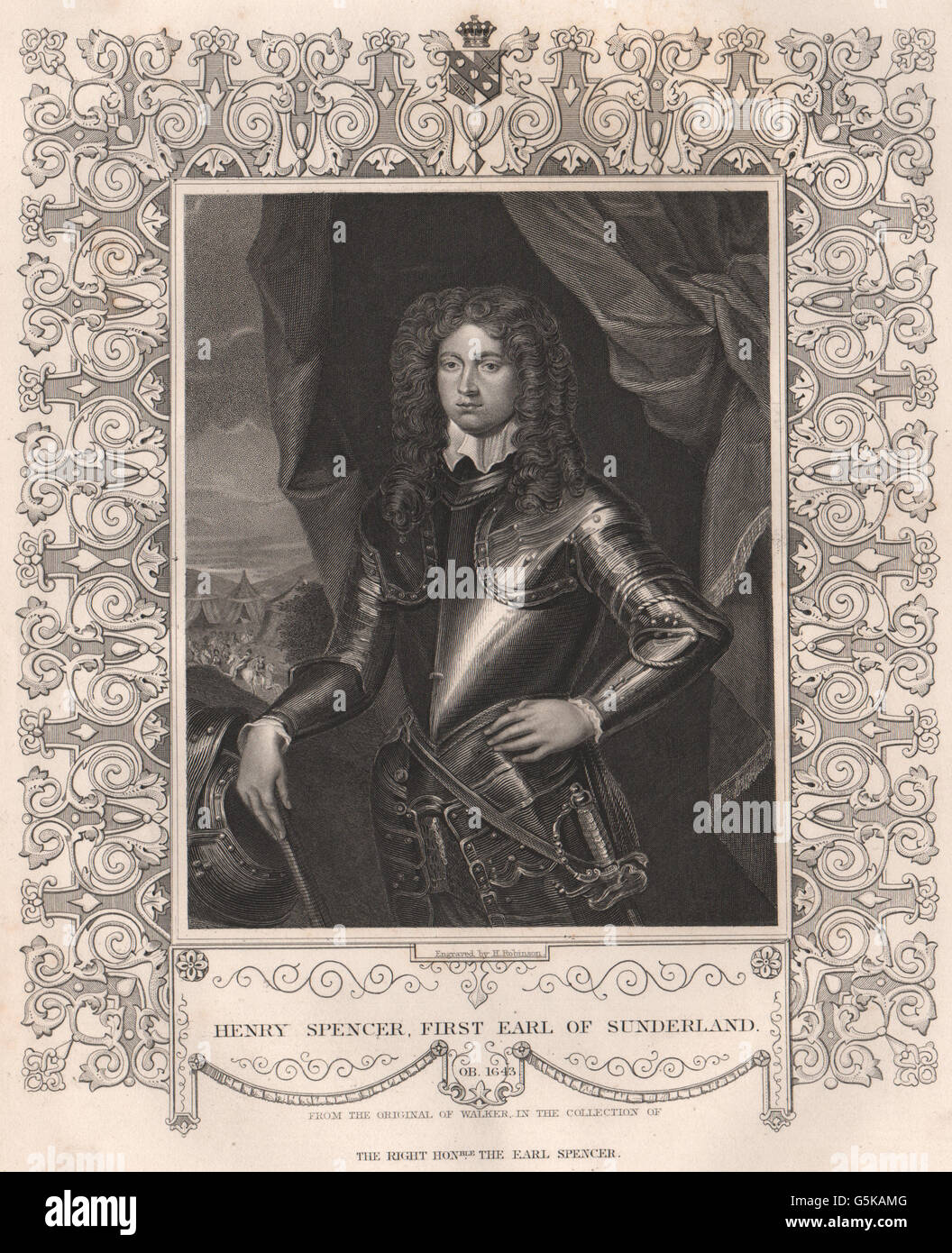 BRITISCHE Geschichte: Henry Spencer, ersten Earl Of Sunderland. TALLIS, print 1853 Stockfoto