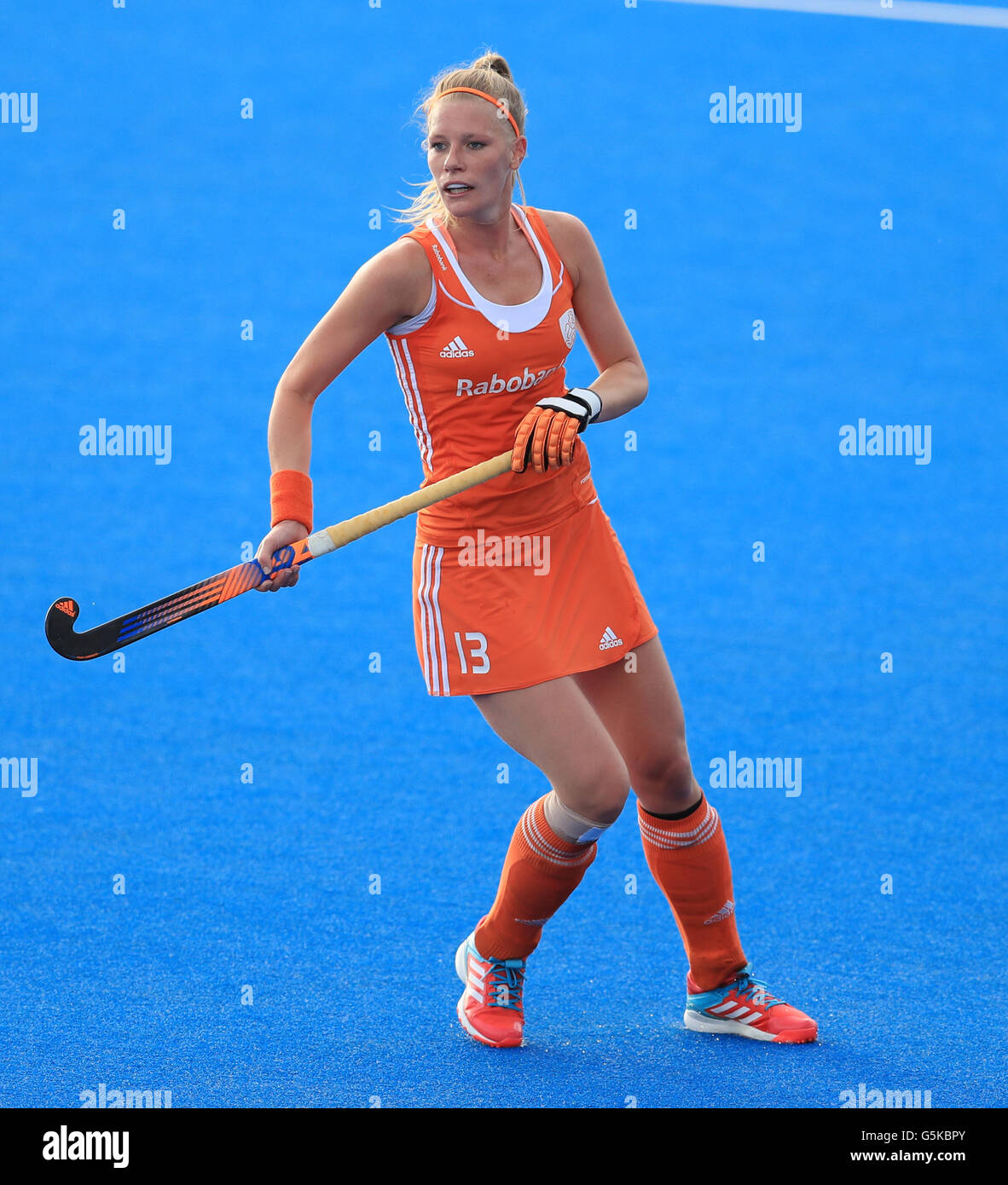 Cala van Maasakker aus den Niederlanden während des dritten Tages der FIH Women's Champions Trophy im Queen Elizabeth Olympic Park, London. DRÜCKEN SIE VERBANDSFOTO. Bilddatum: Dienstag, 21. Juni 2016. Siehe PA Story Hockey London. Bildnachweis sollte lauten: Adam Davy/PA Wire. EINSCHRÄNKUNGEN: Nur für redaktionelle Zwecke, keine kommerzielle Nutzung ohne vorherige Genehmigung, bitte kontaktieren Sie PA Images für weitere Informationen: Tel: +44 (0) 115 8447447. Stockfoto