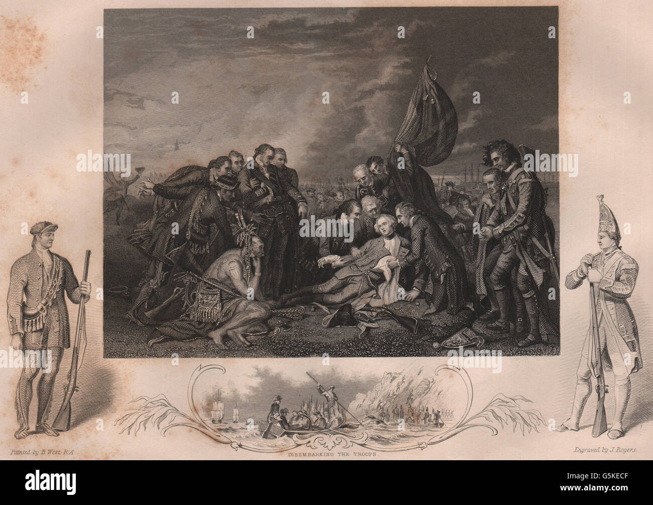 Kanada: Tod des General Wolfe (Einschub: Ausschiffung der Truppen). TALLIS, 1853 Stockfoto