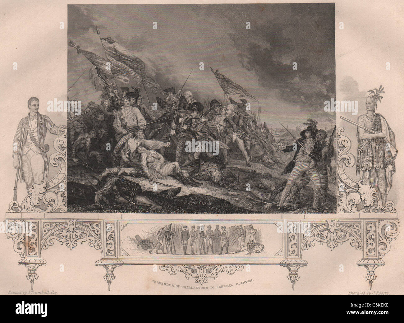 Schlacht von BUNKER HILL: Inset-Übergabe von Charlestown, General Clinton, 1853 Stockfoto
