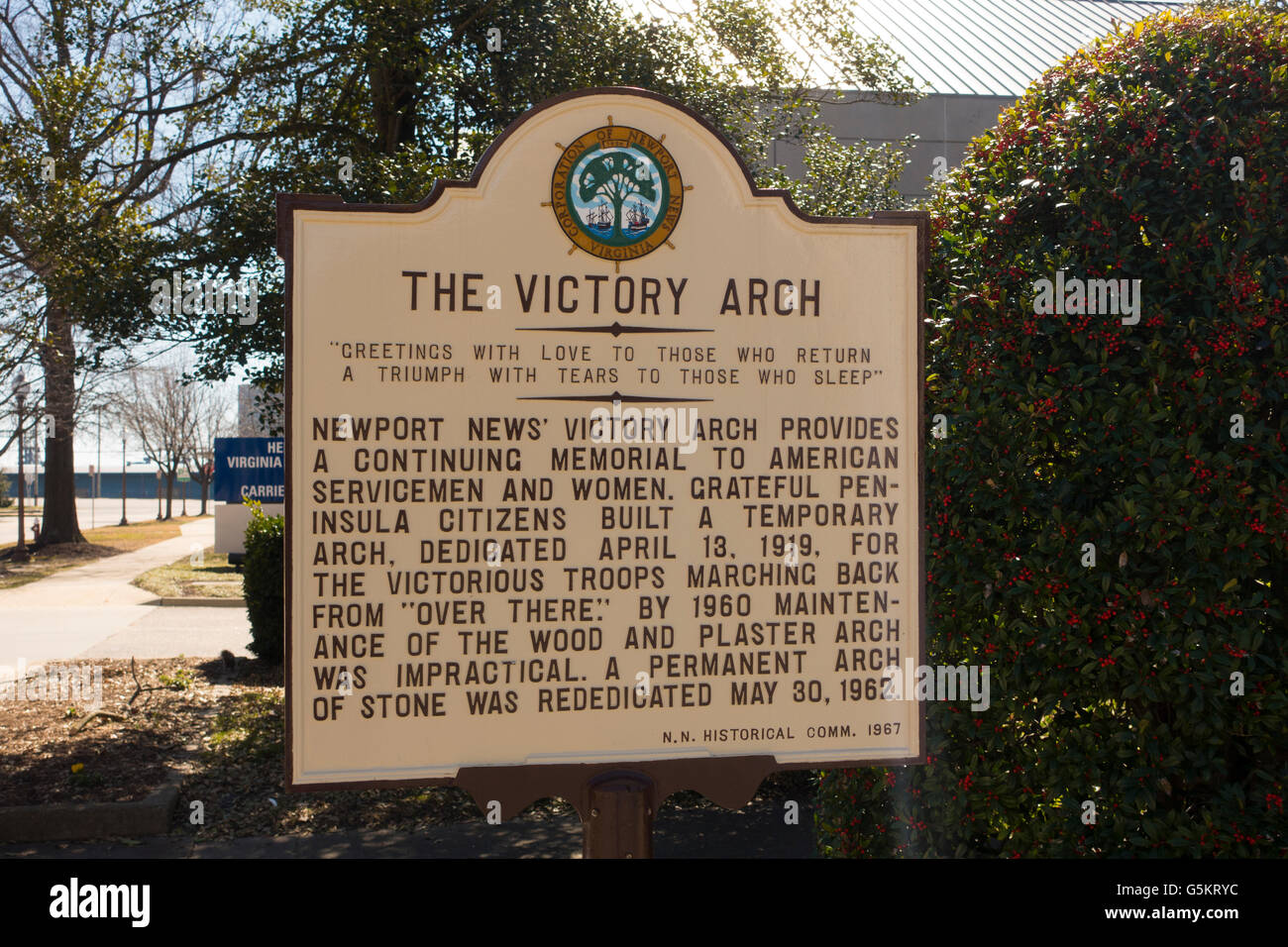 Triumphbogen in Newport News, Virginia Stockfoto