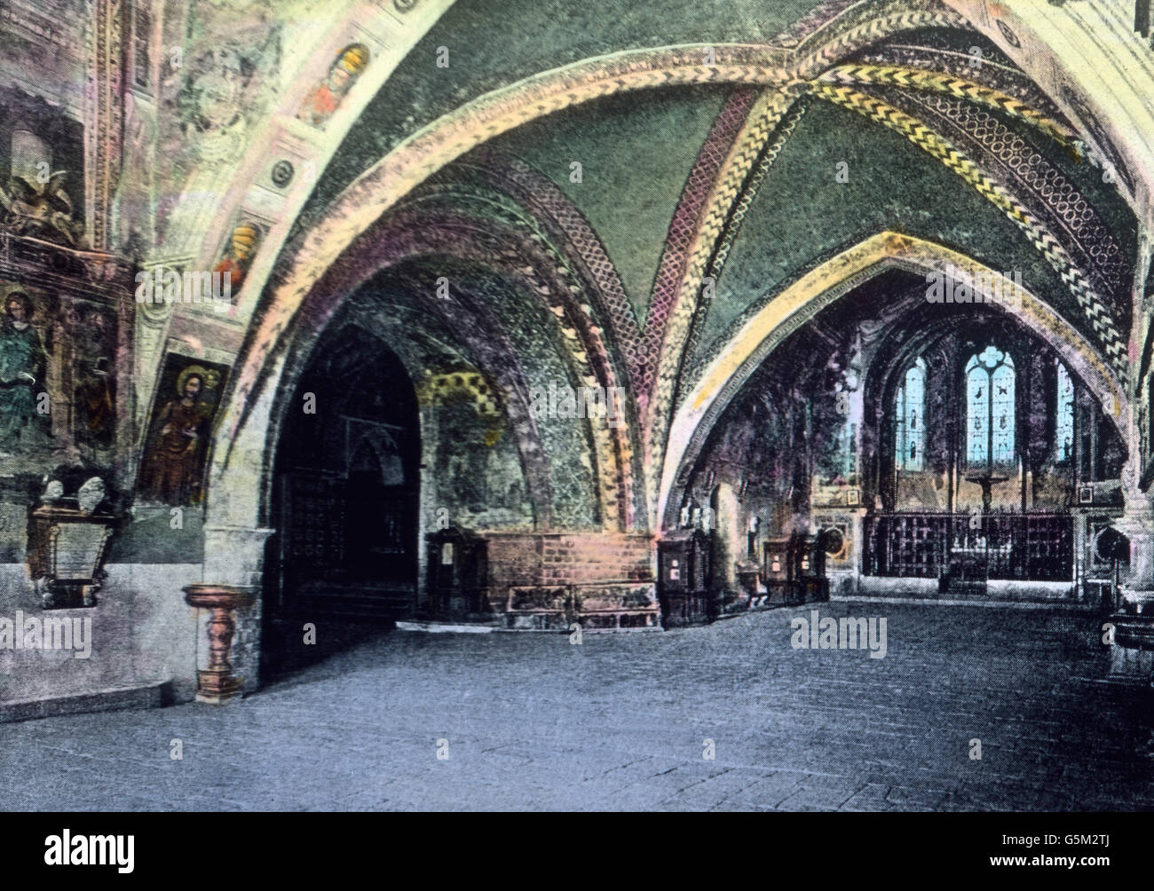 Szene aus Dem Leben des Heiligen Franz von Assisi, 13. Halbmonatsschrift. Szene aus dem Leben des Heiligen Franziskus von Assisi, 13. Jahrhundert. Stockfoto