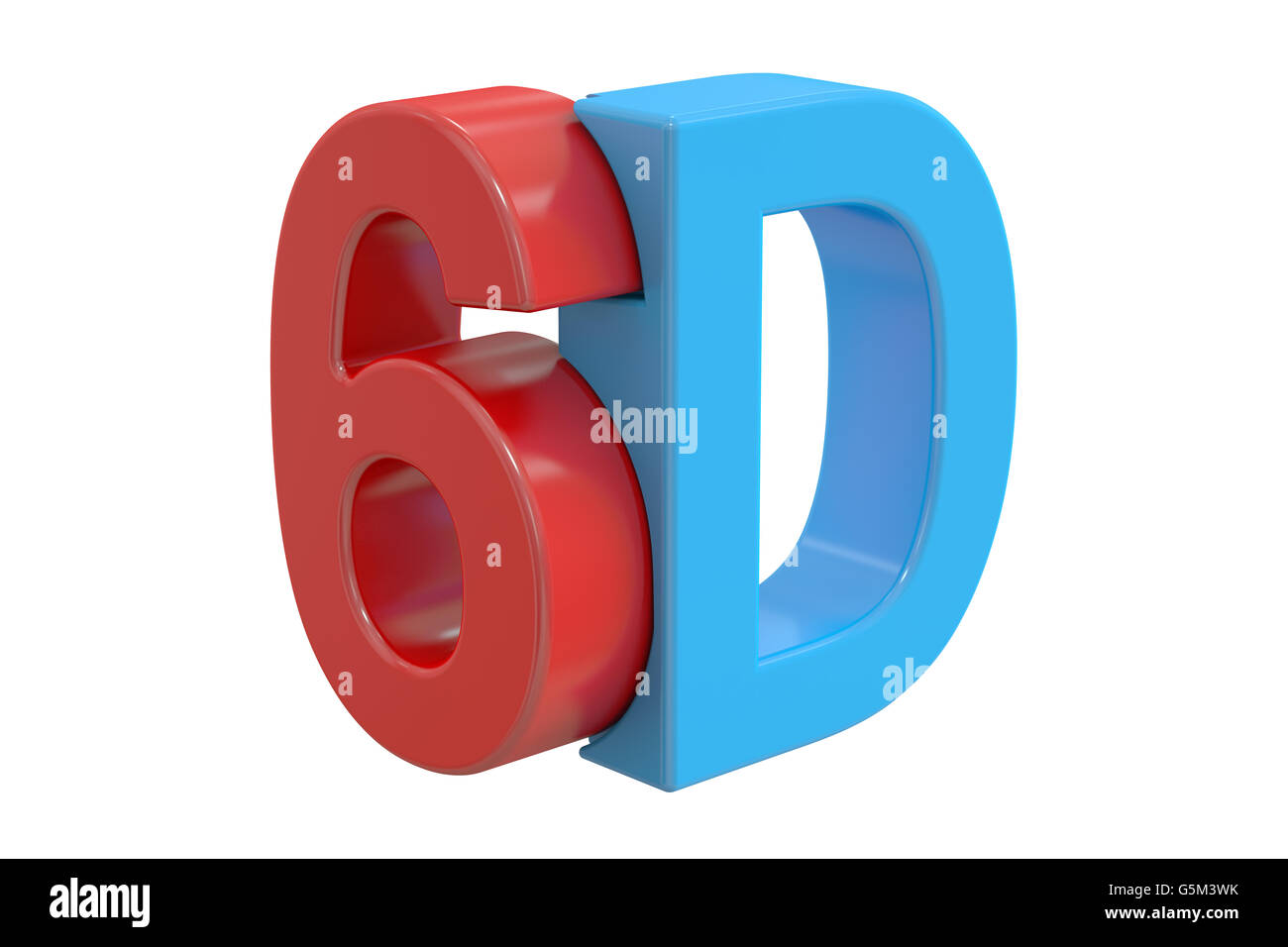 6D-Logo, 3D-Rendering isolierten auf weißen Hintergrund Stockfoto