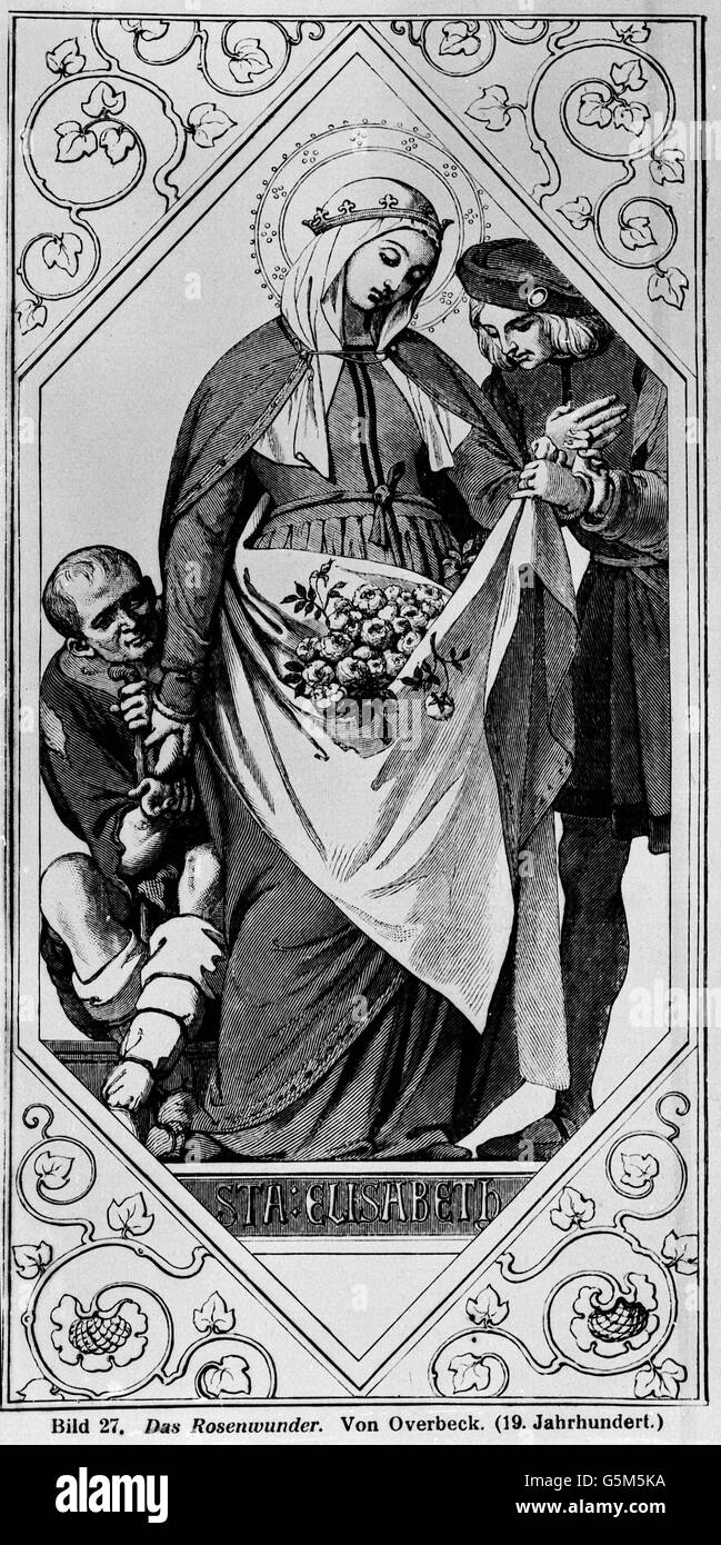 Szene aus Dem Leben der Heiligen Elisabeth von Thueringen. Szene aus dem Leben der Heiligen Elisabeth von Ungarn. Stockfoto