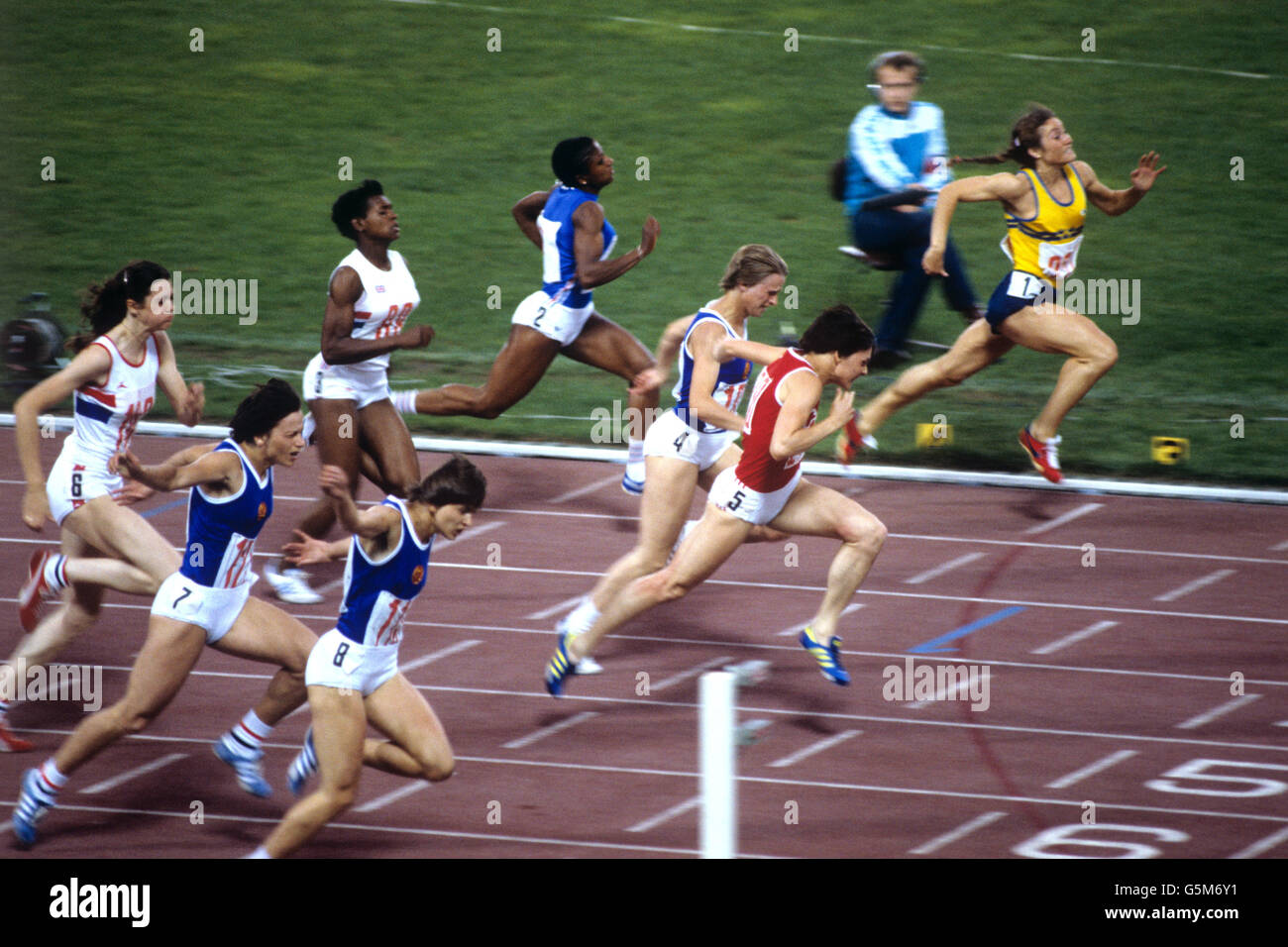 Leichtathletik - Olympische Spiele 1980 Moskau - Frauen 100 m Finale- Stockfoto