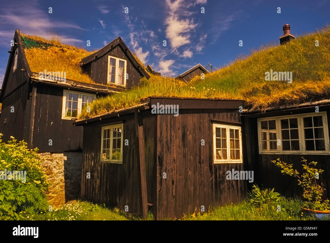 alte Häuser in Tórshavn Stockfoto