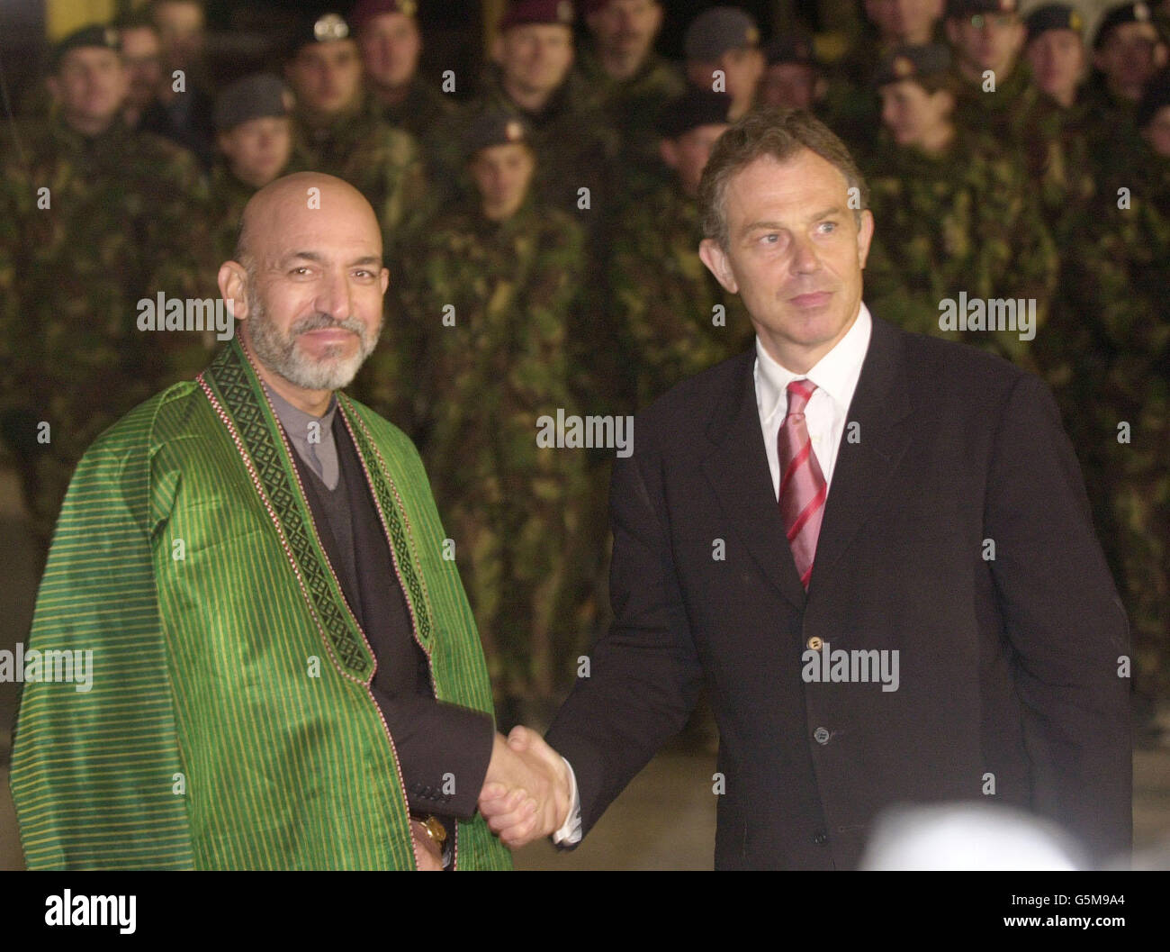 Blair Kabul besuchen Hamid Karza Stockfoto