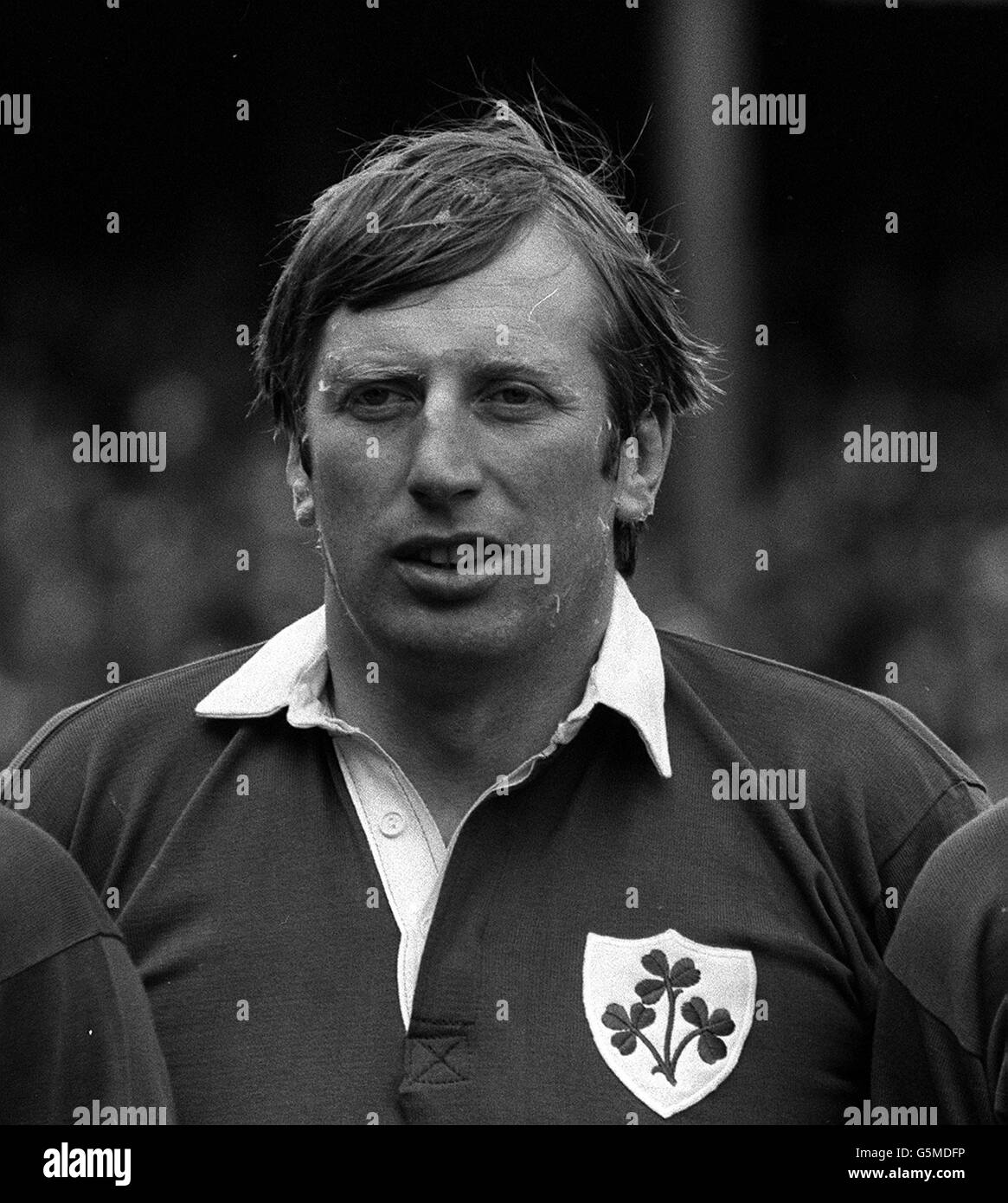 Der irische Rugby-Union-Nationalspieler Moss Keane, 33, spielt auf Vereinsebene für Lansdowne. Als Inspektor beim irischen Landwirtschaftsministerium wurde er 1974 erstmals gedeckelt. Stockfoto