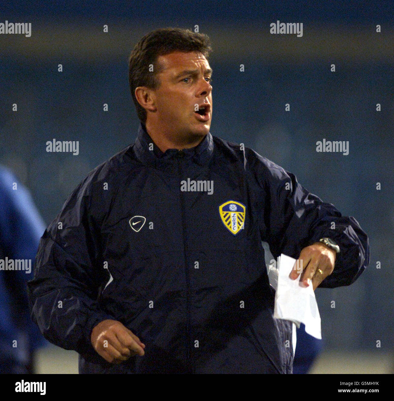 LEED United's Manager David O'Leary gibt vor dem 3. Lauf im 1. Leg Match gegen Grasshopper's Zurich Anweisungen auf dem Grasshopper's Ground in Zürich. *EDI* PA Foto : Tom Hevezi. Stockfoto