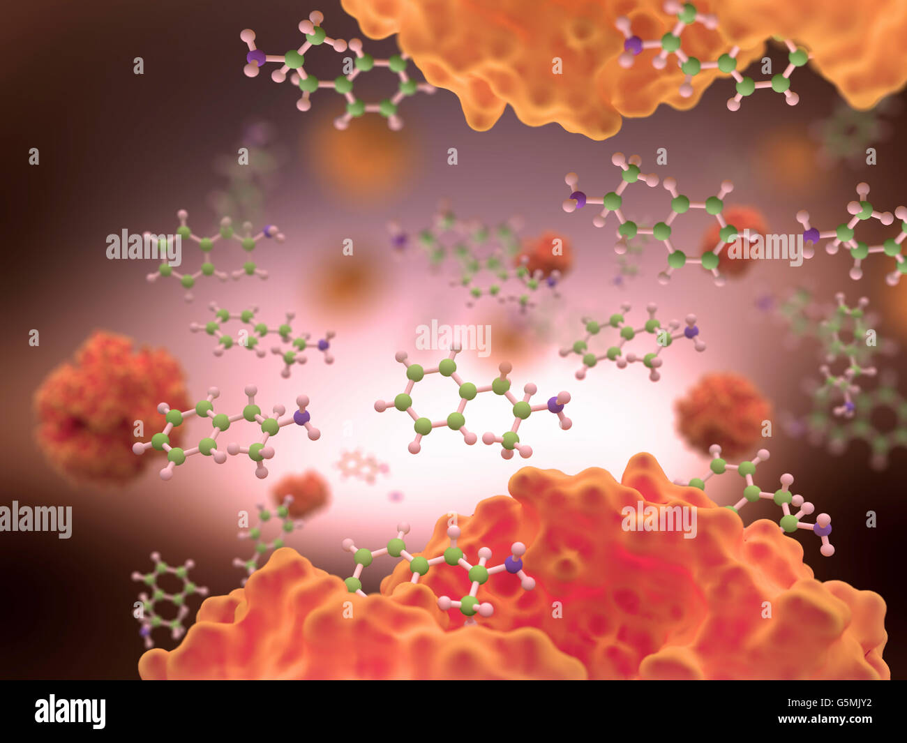 Amphetamin (in grün), ist eine synthetische Droge, ein potenter zentrale Nervensystem (ZNS) Stimulans Stockfoto