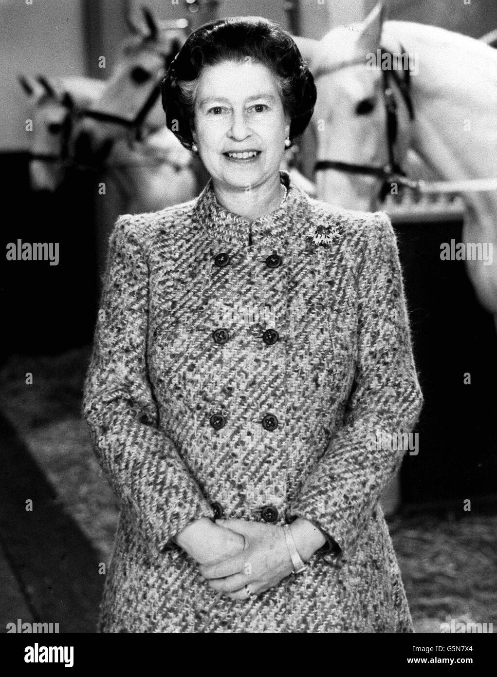 Royalty - Königin Elizabeth II. am Weihnachtstag Broadcast - Buckingham Palace Stockfoto