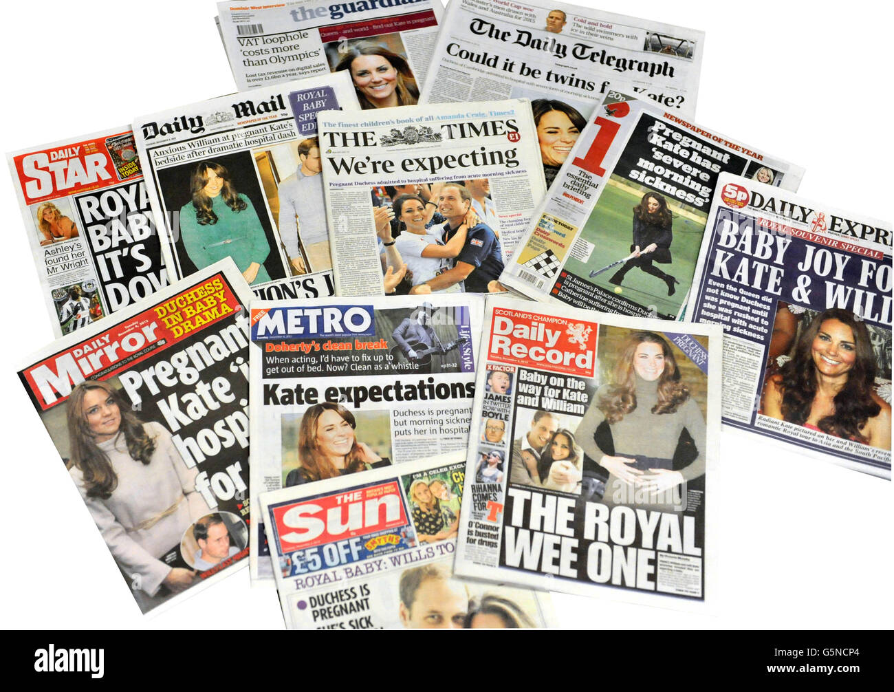 Herzogin von Cambridge Schwangerschaft Zeitungen Abdeckung Stockfoto