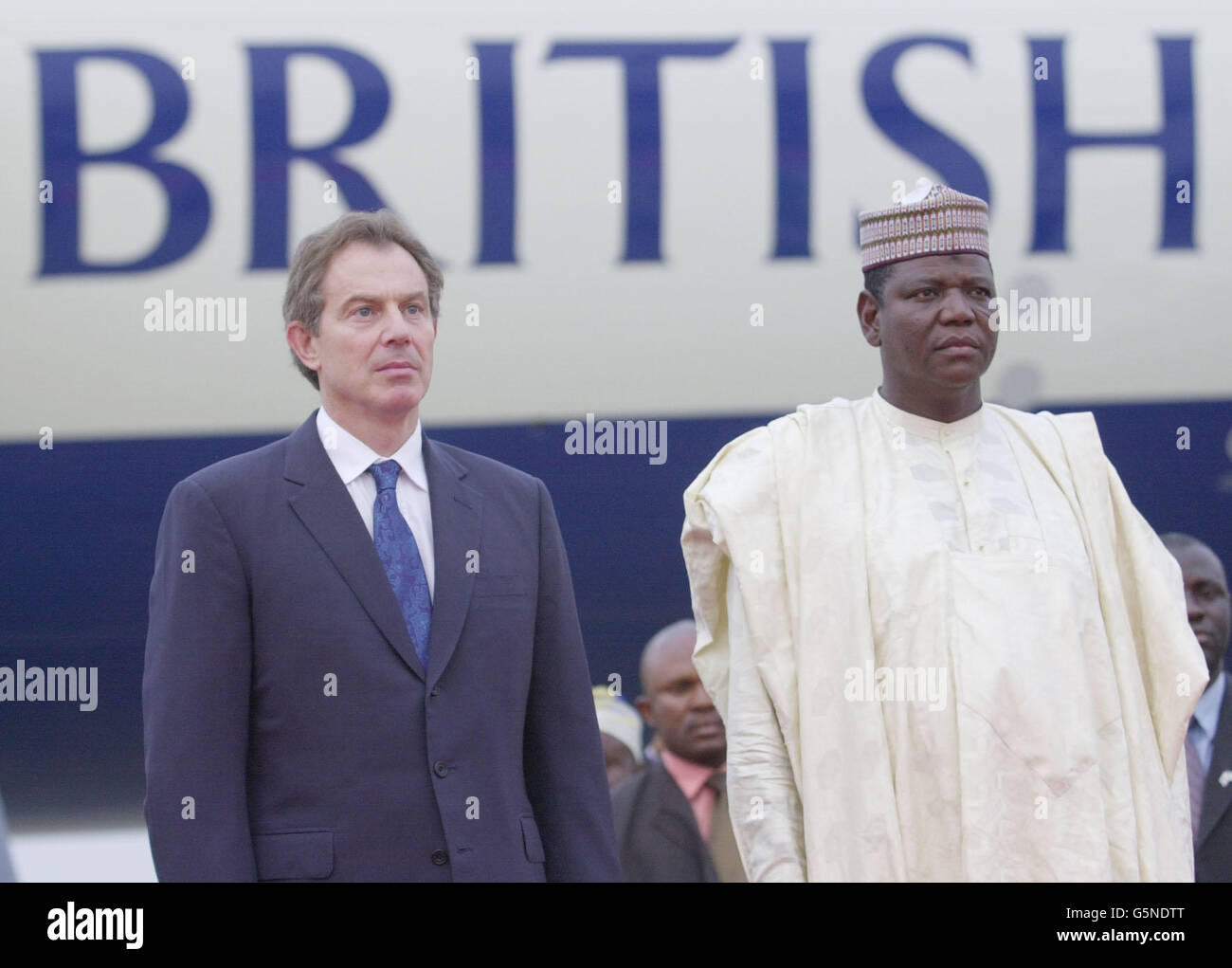 Britische PM Tony Blair auf eine viertägige Tour von West-Afrika Stockfoto
