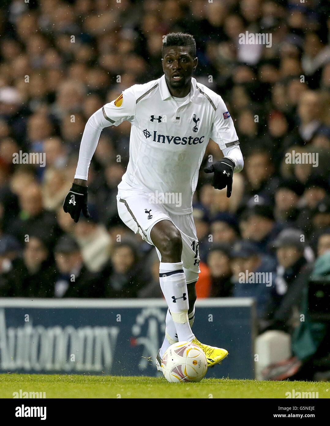 Fußball - UEFA Europa League - Gruppe J - Tottenham Hotspur / Panathinaikos - White Hart Lane. Emmanuel Adebayor, Tottenham Hotspur Stockfoto