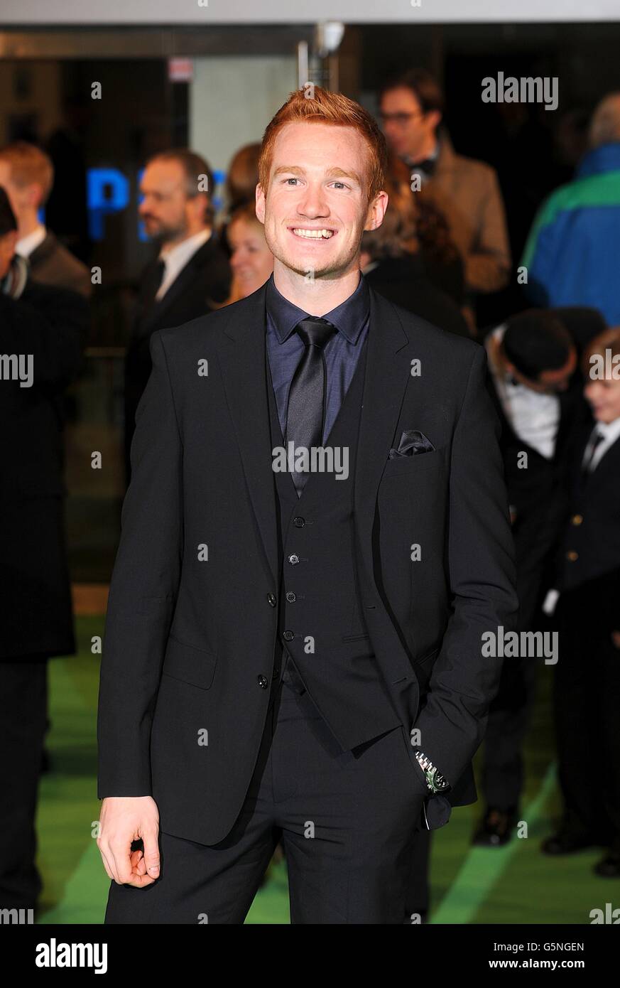 Greg Rutherford kommt zur britischen Premiere von The Hobbit: An Unexpected Journey am Odeon Leicester Square in London. Stockfoto