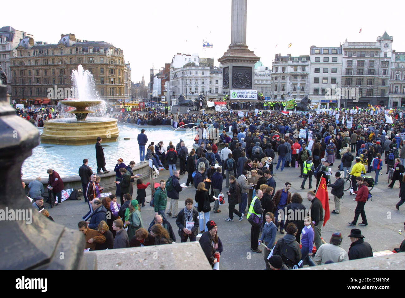 Anti-Krieg Demo - Trafalgar Square Stockfoto
