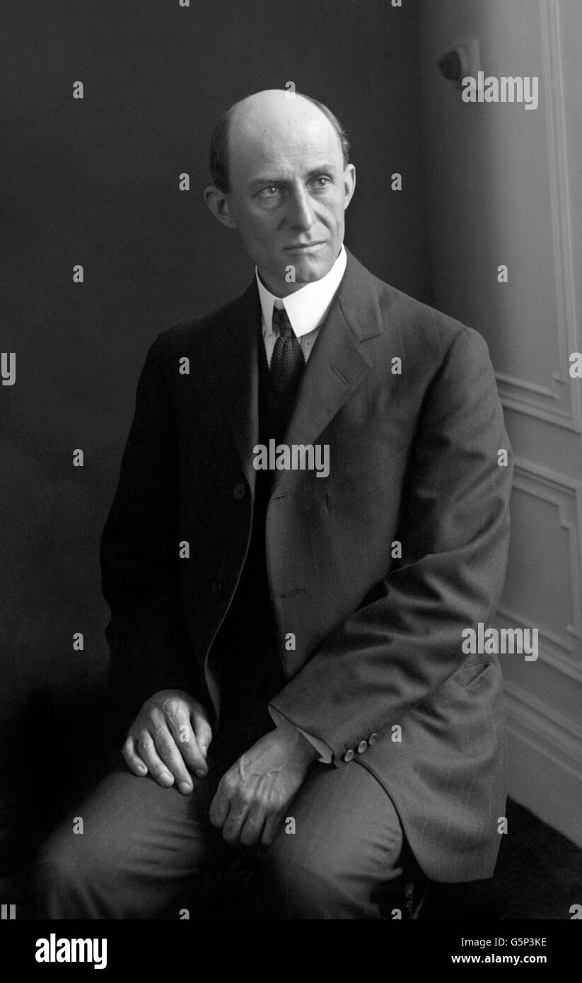 Wilbur Wright, einer der Pioniere der Flucht. Wilbur sollte die Führung im erbitterten Patentkampf gegen andere frühe Flieger in Amerika übernehmen, insbesondere Glenn Curtis. Stockfoto