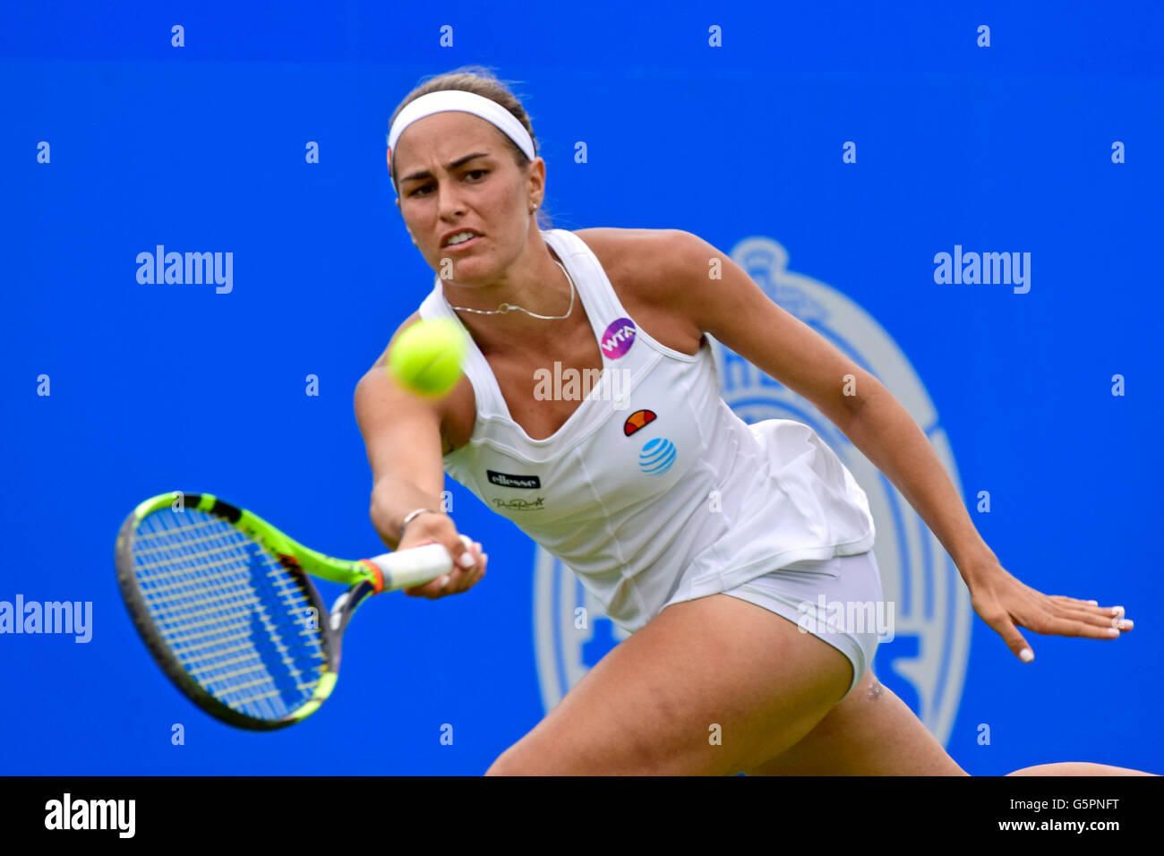 Monica Puig (Puerto Rico) spielen bei den Aegon International, Eastbourne 2016 Stockfoto