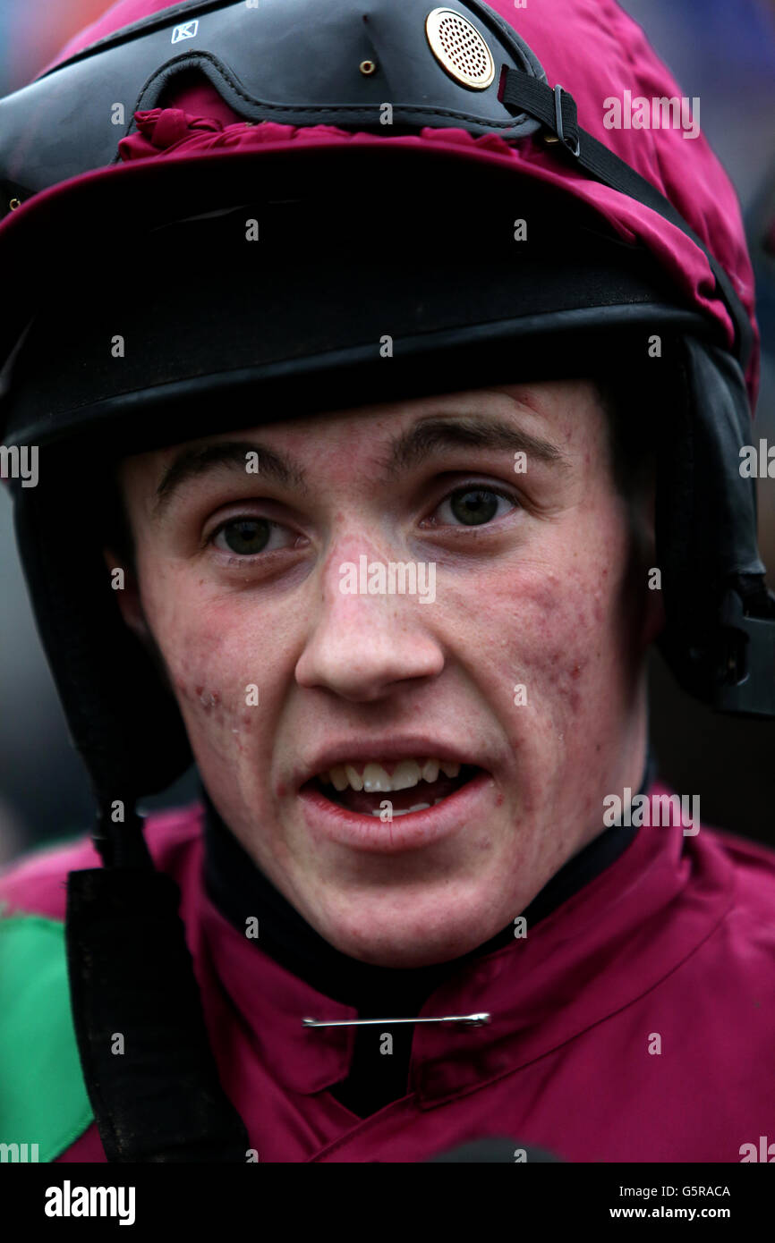 Pferderennen - Januar Sale Race Day - Chepstow Racecourse. Jockey Nichola Slatter auf der Rennstrecke von Chepstow, Dienstag, 8 2013. Januar. Stockfoto