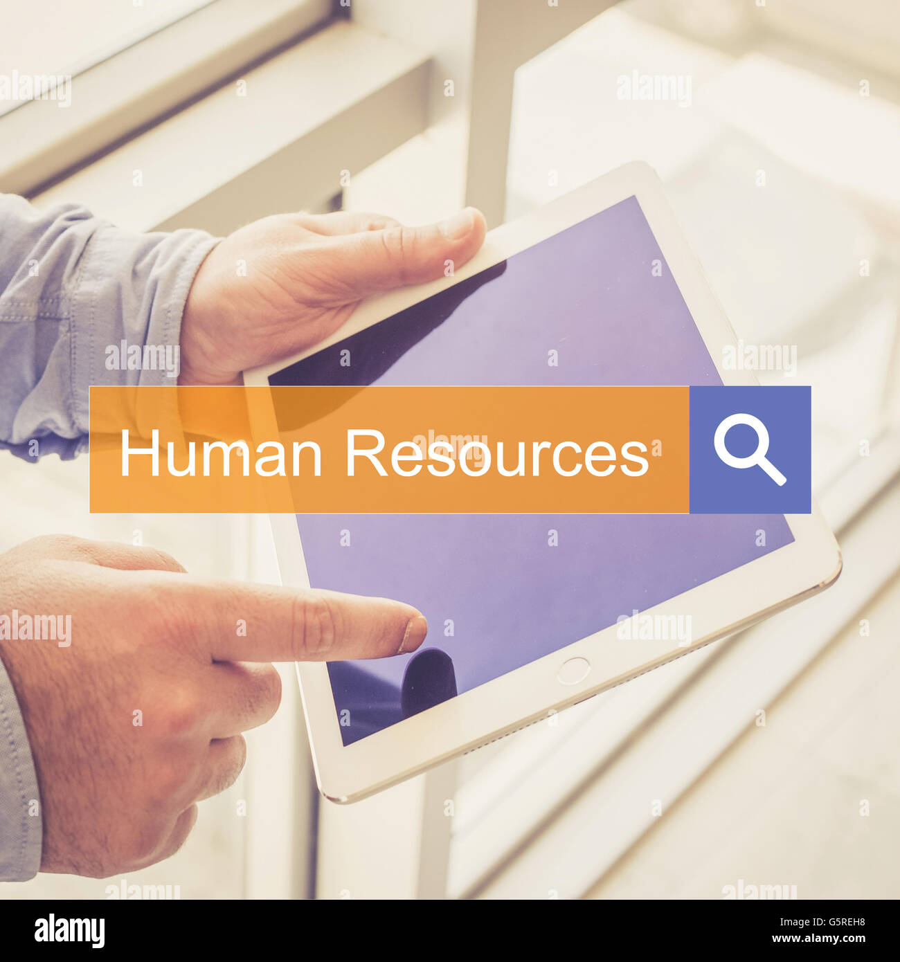 Suche Technologie Human Resources TABLET Feststellung KOMMUNIKATIONSKONZEPT Stockfoto