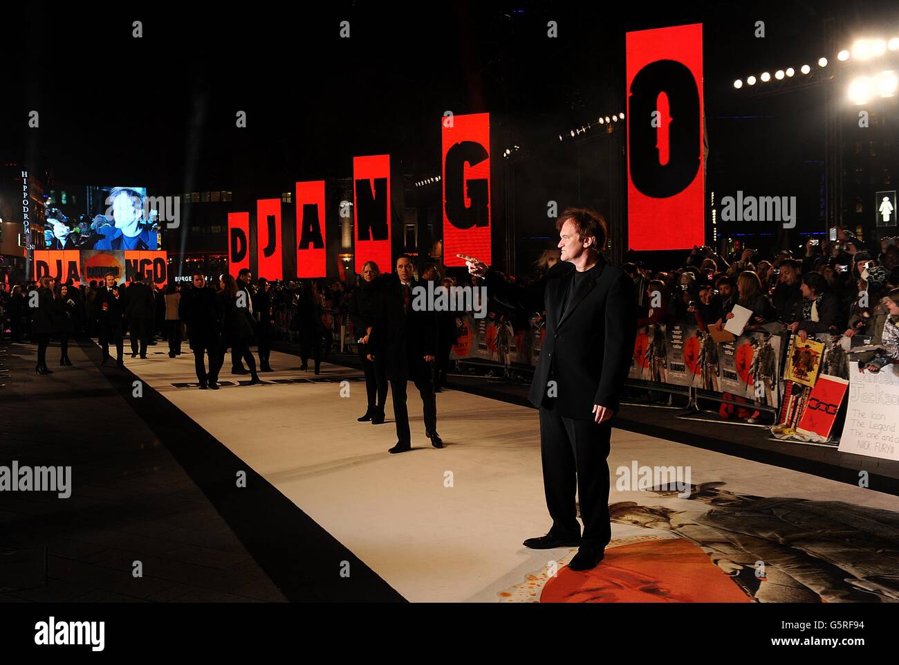 Regisseur Quentin Tarantino bei der Premiere von Django Unchained am Empire Leicester Square in London. Stockfoto