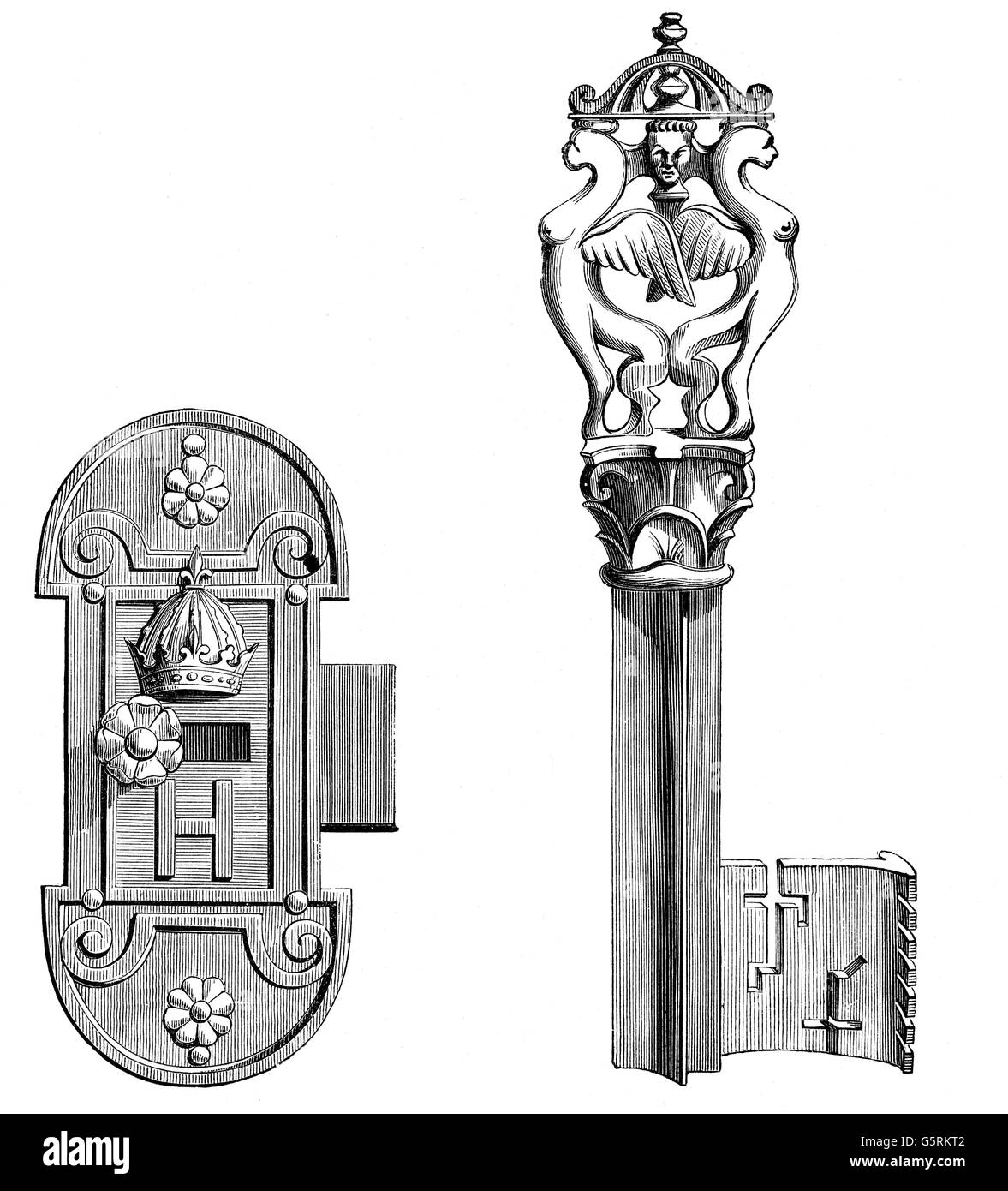 Schöne Künste, Kunsthandwerk, Totschlag, mit Chiffre von König Heinrich II., 16. Jahrhundert, Schloss Chanonceaux, Holzstich, zusätzliche-Rechte-Clearences-nicht vorhanden Stockfoto