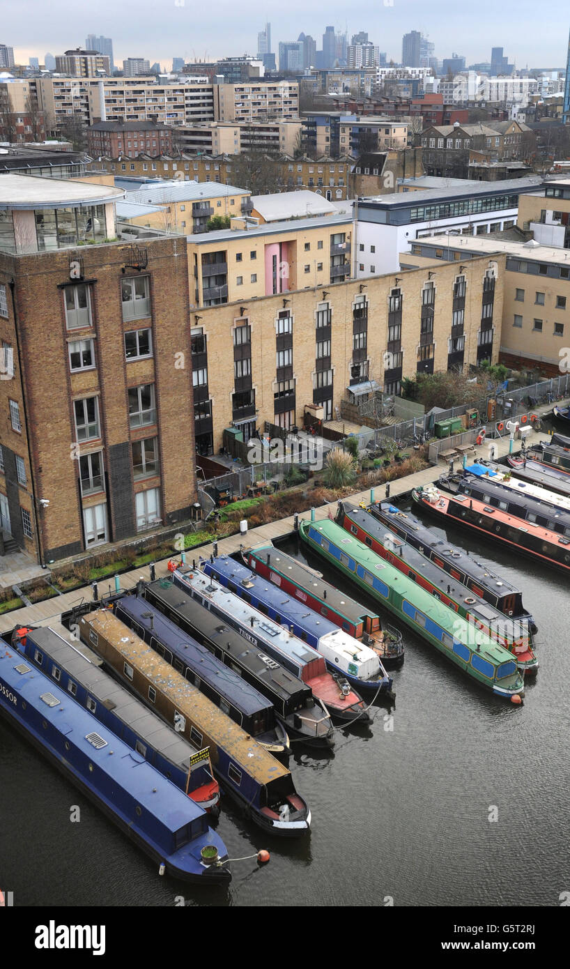 Blick Auf Die Stadt - London. Die City of London vom Kings Place in Kings Cross, London Stockfoto