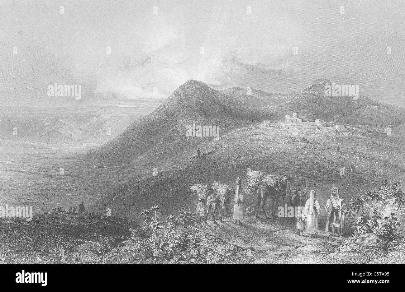 ISRAEL: Palästina: Jesreel. Mt Gilboa. Beth-Shan. Kamele. , alten Drucken 1847 Stockfoto