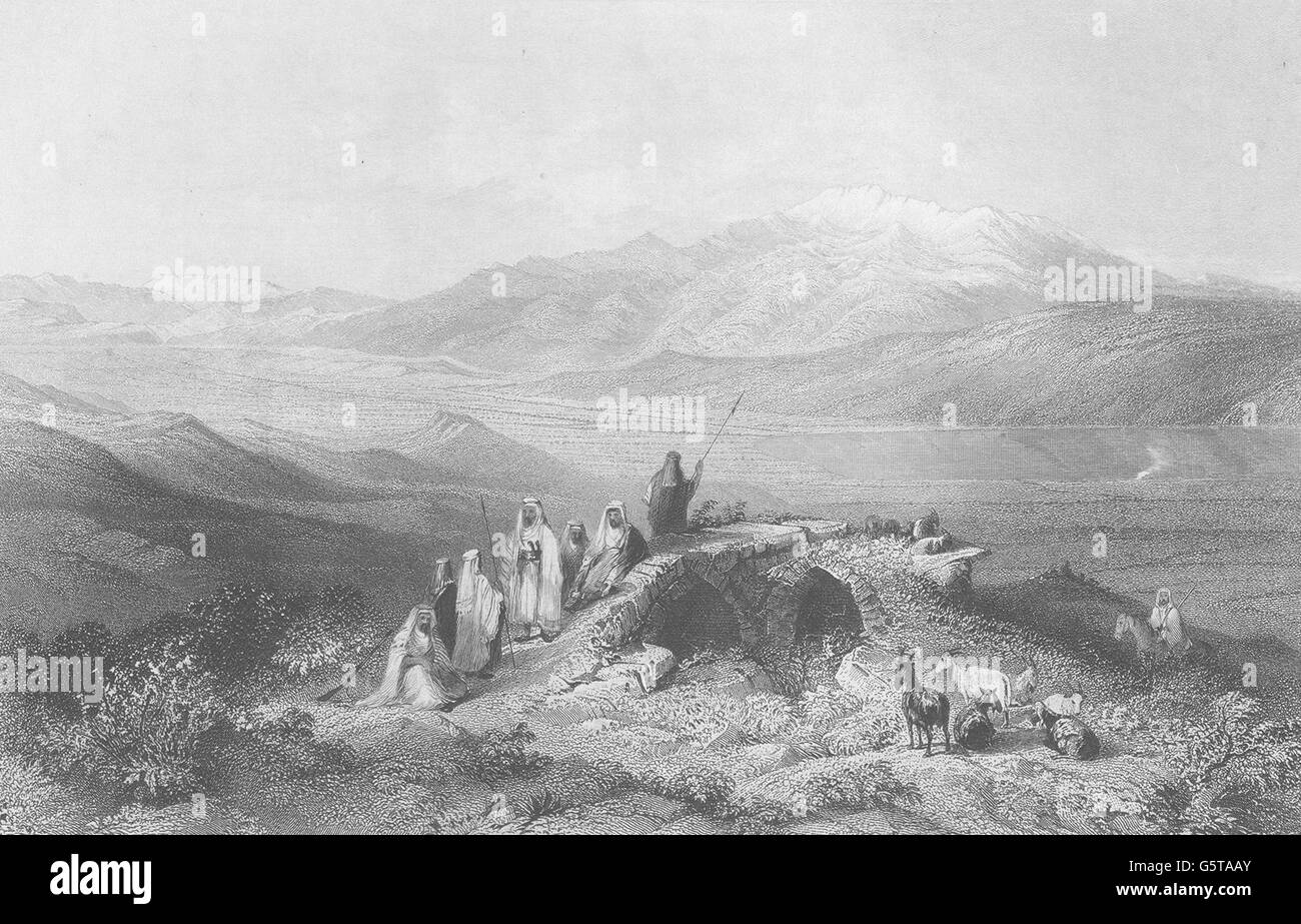 Syrien: Palästina: Mt Hermon (Upper Valley Jordan). Ziegen. , alten Drucken 1847 Stockfoto