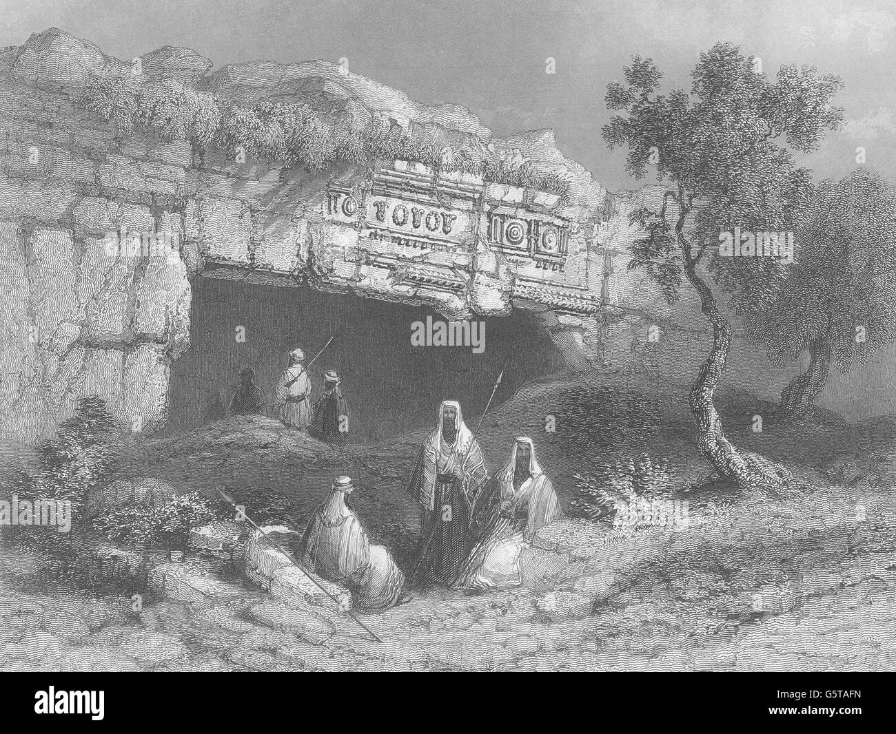 ISRAEL: Palästina: Fassade der Gräber der Könige in Jerusalem. (Bartlett), 1847 Stockfoto