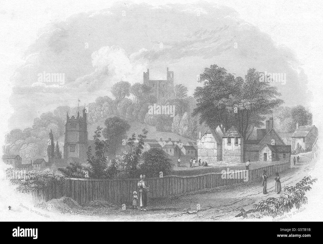 ESSEX: Castle Hedingham. Seite Titelvignette. (Bartlett/Wright), 1834 zu drucken Stockfoto