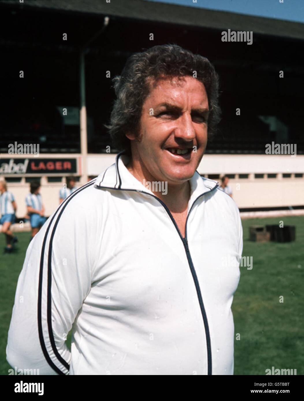Dave Mackay/Derby 1975. Dave Mackay, 1975, Manager des Fußballklubs von Derby County. Stockfoto