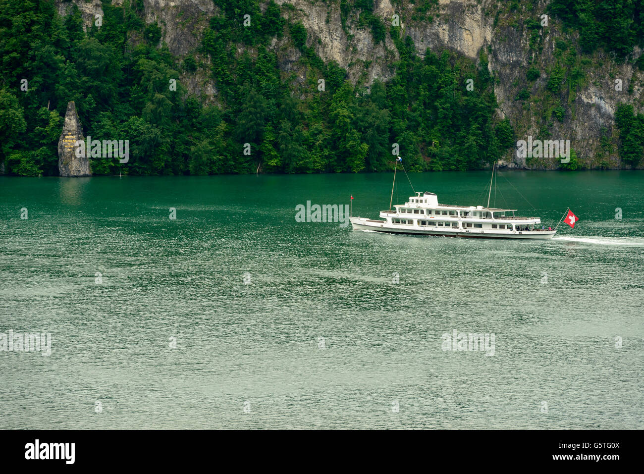 Passagierschiff auf Viervald See, Schwyz, Schweiz Stockfoto