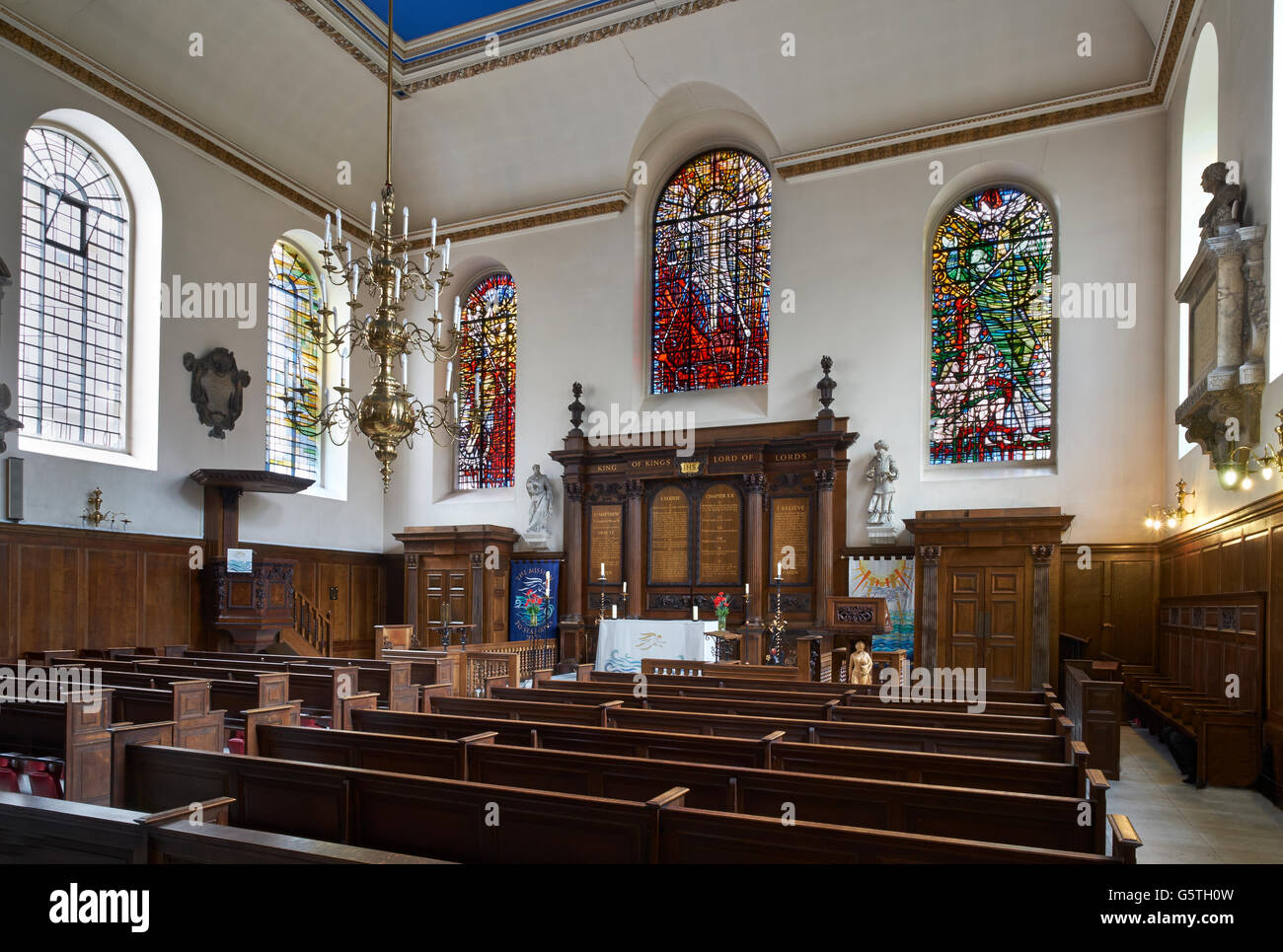St Michael Paternoster Royal, Kirche in der City of London; Das Kirchenschiff Stockfoto