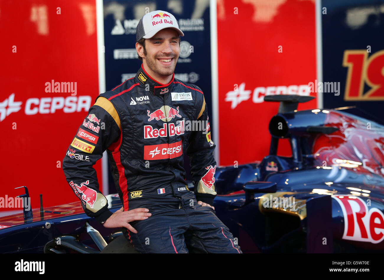 Formel 1 - Toro Rosso F1 STR8 Start - Circuito de Jerez. Jean-Eric Vergne während des Toro Rosso F1 STR8 Starts im Circuito de Jerez, Jerez, Spanien. Stockfoto