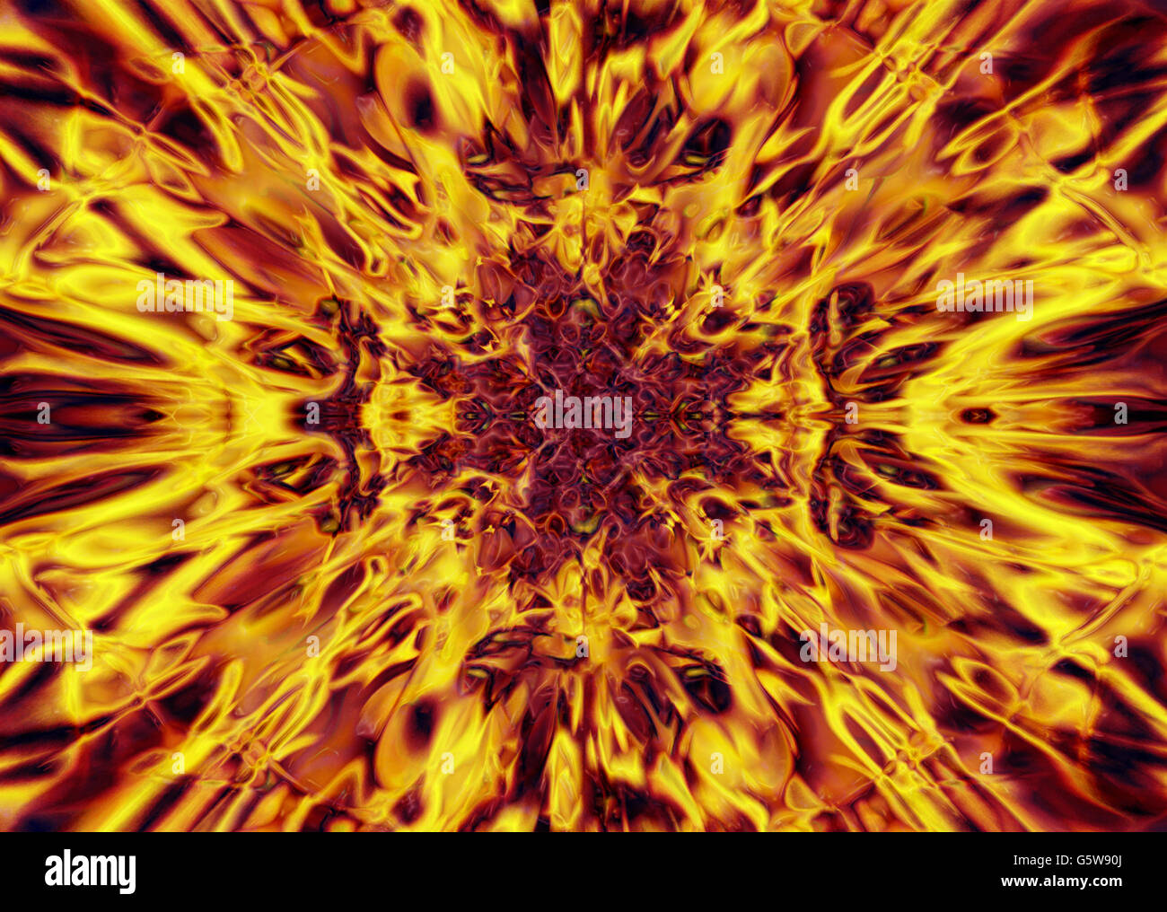 Orange und gelbe Kaleidoskop Feuer Hintergrund Stockfoto