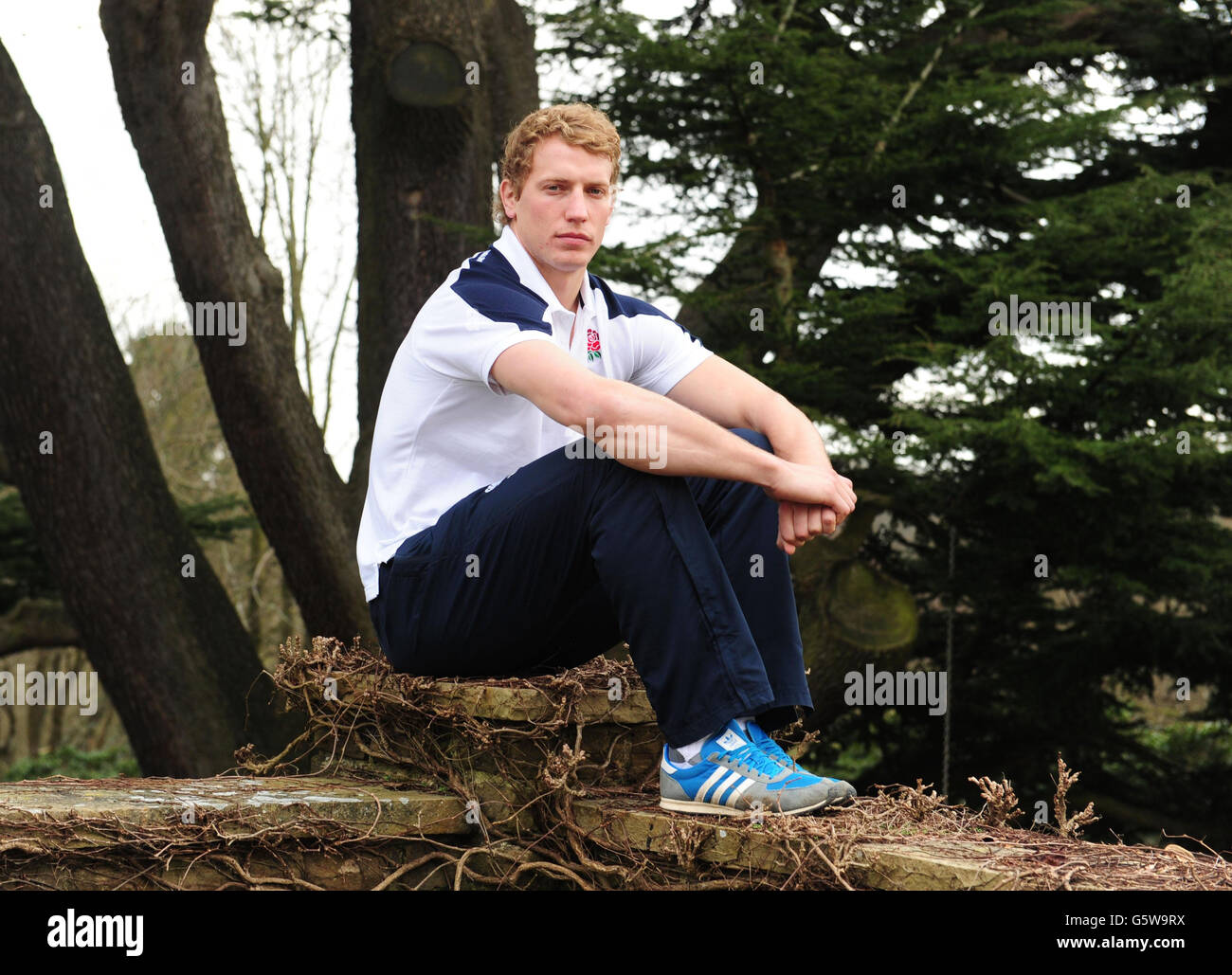 Rugby Union - RBS 6 Nations Championship 2013 - Irland - England - England Pressekonferenz - Pennyhill Park. Englands Billy Twelvetrees posiert nach einer Pressekonferenz im Pennyhill Park, Bagshot. Stockfoto