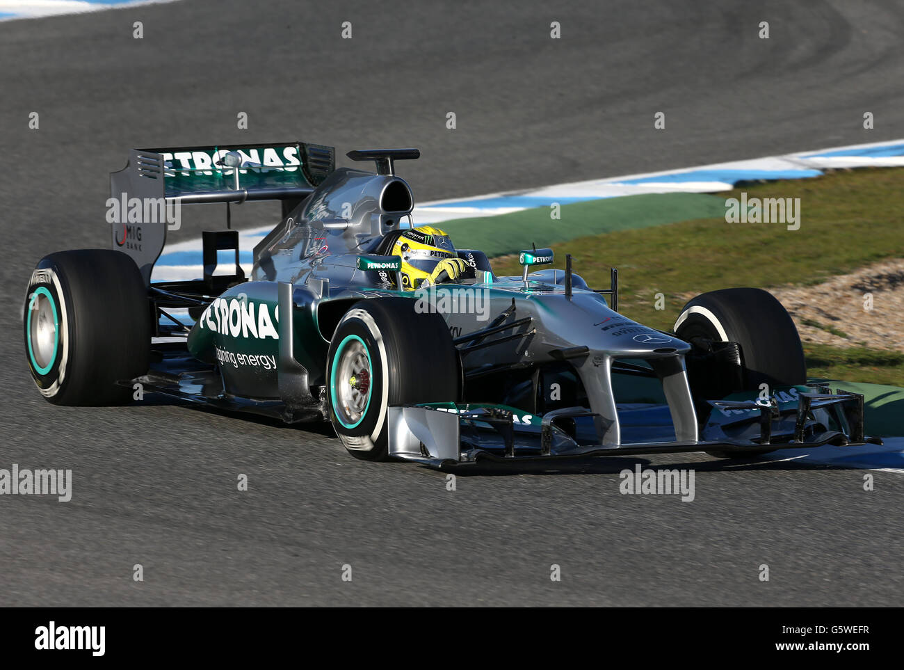 Mercedes' Nico Rosberg beim Test auf Circuito de Jerez, Jerez, Spanien. Stockfoto