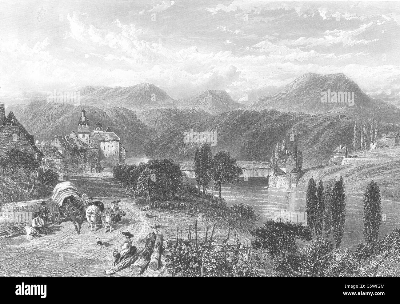 Schweiz: Eglisau, antiken print c1872 Stockfoto