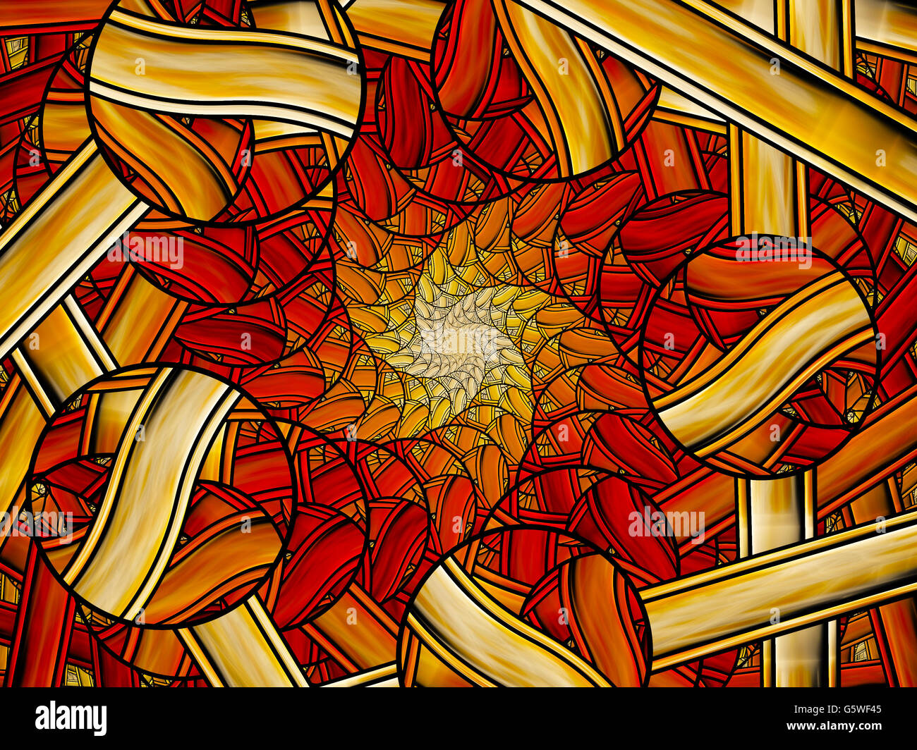 Feurige Glasmalerei Fraktale, generiert Computer abstrakten Hintergrund Stockfoto