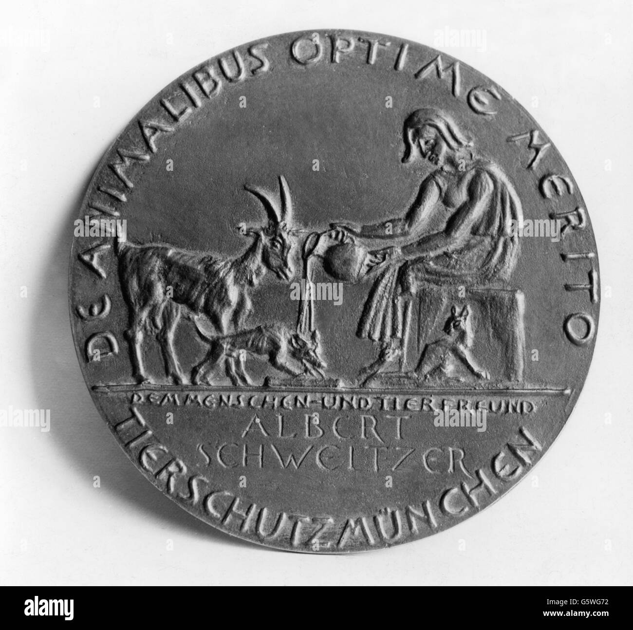 Schweitzer, Albert, 14.1.1875 - 4.9.1965, deutscher Missionsarzt, Medaille für Verdienste um den Tierschutz, München, 20. Stockfoto