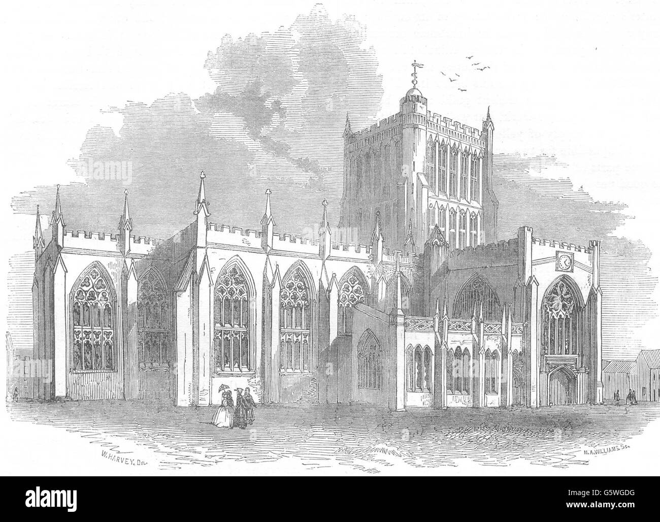 BRISTOL: Die Kathedrale, antiken Druck 1850 Stockfoto