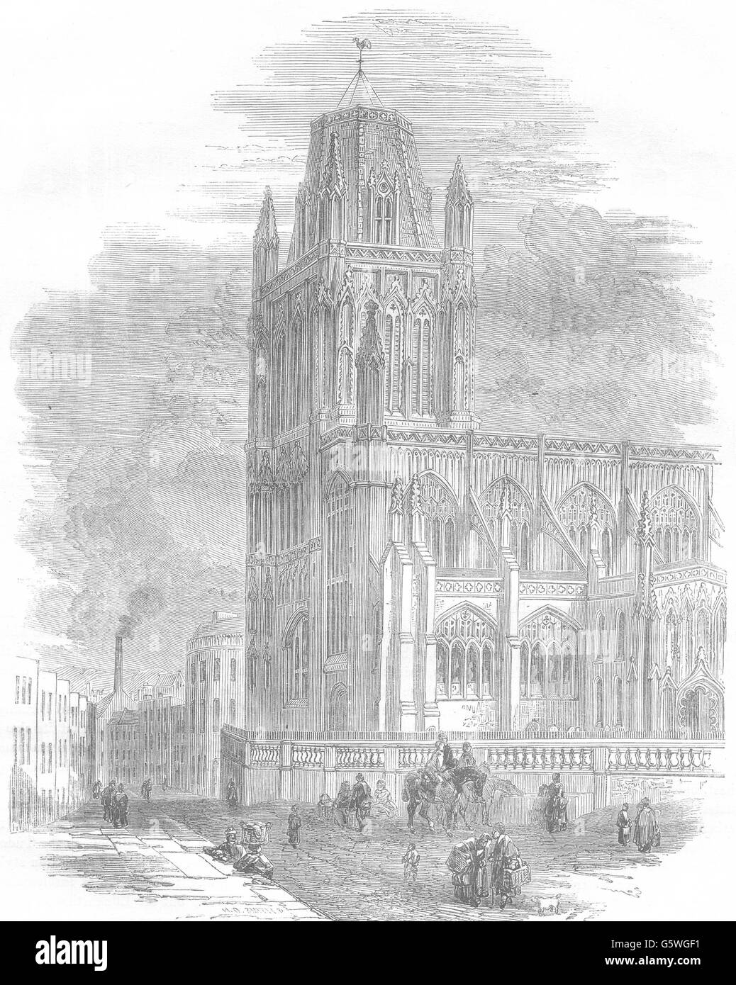 BRISTOL: Kirche St. Mary Redcliffe, antique print 1850 Stockfoto