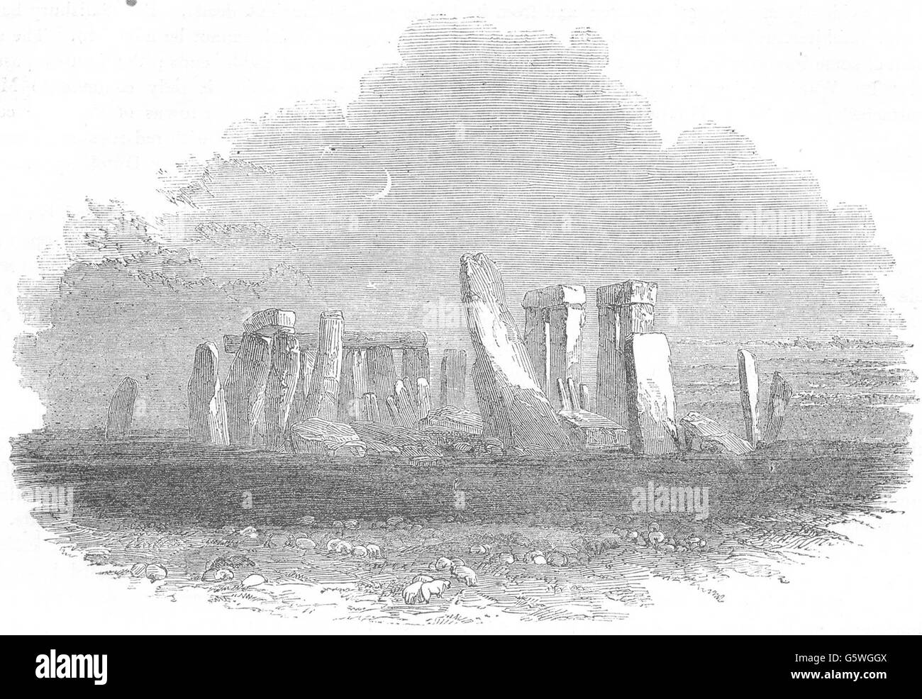 WILTSHIRE: Stonehenge, antiken Druck 1850 Stockfoto