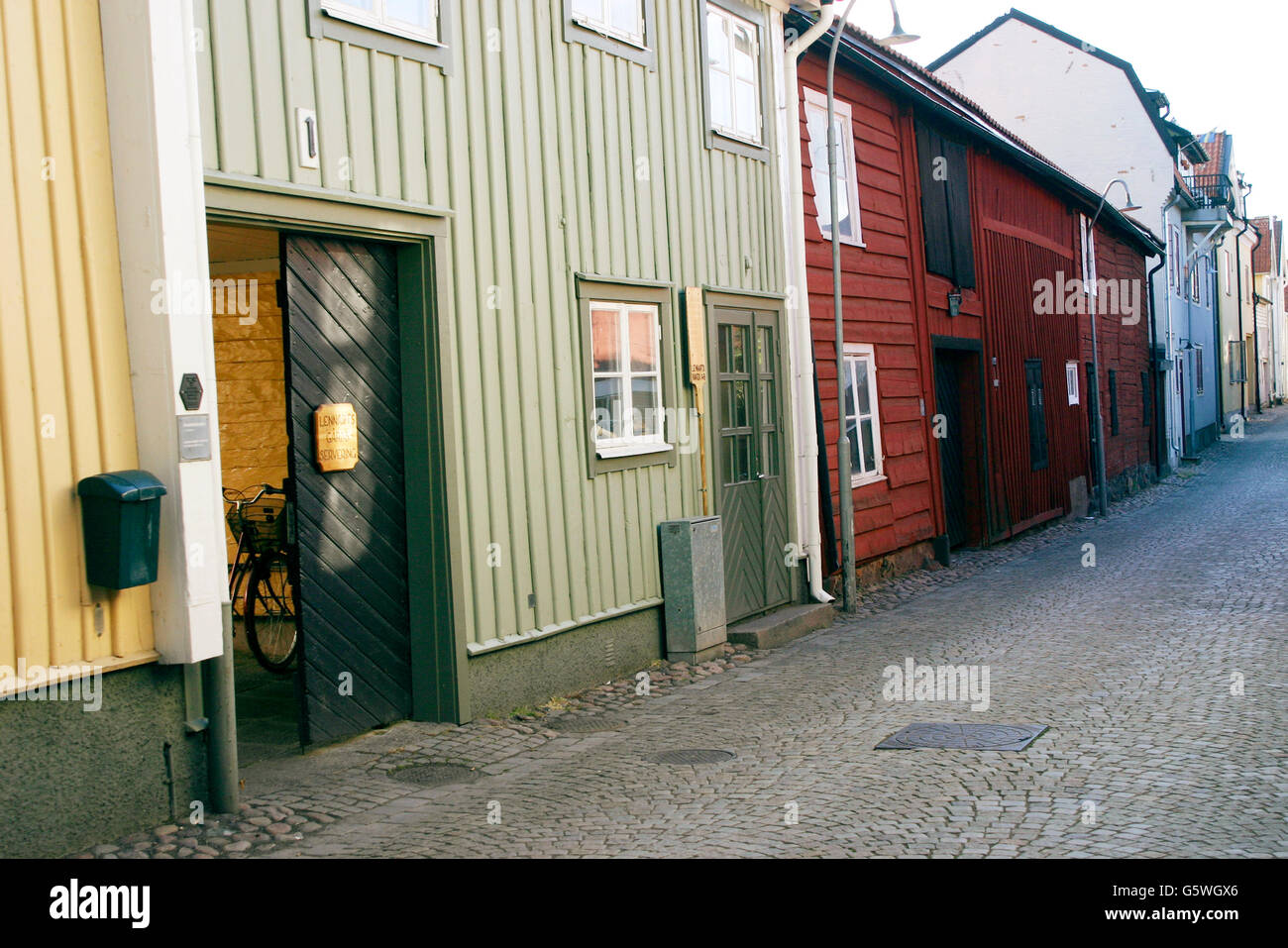 Gebäude der alten Stadt in Holz Stockfoto