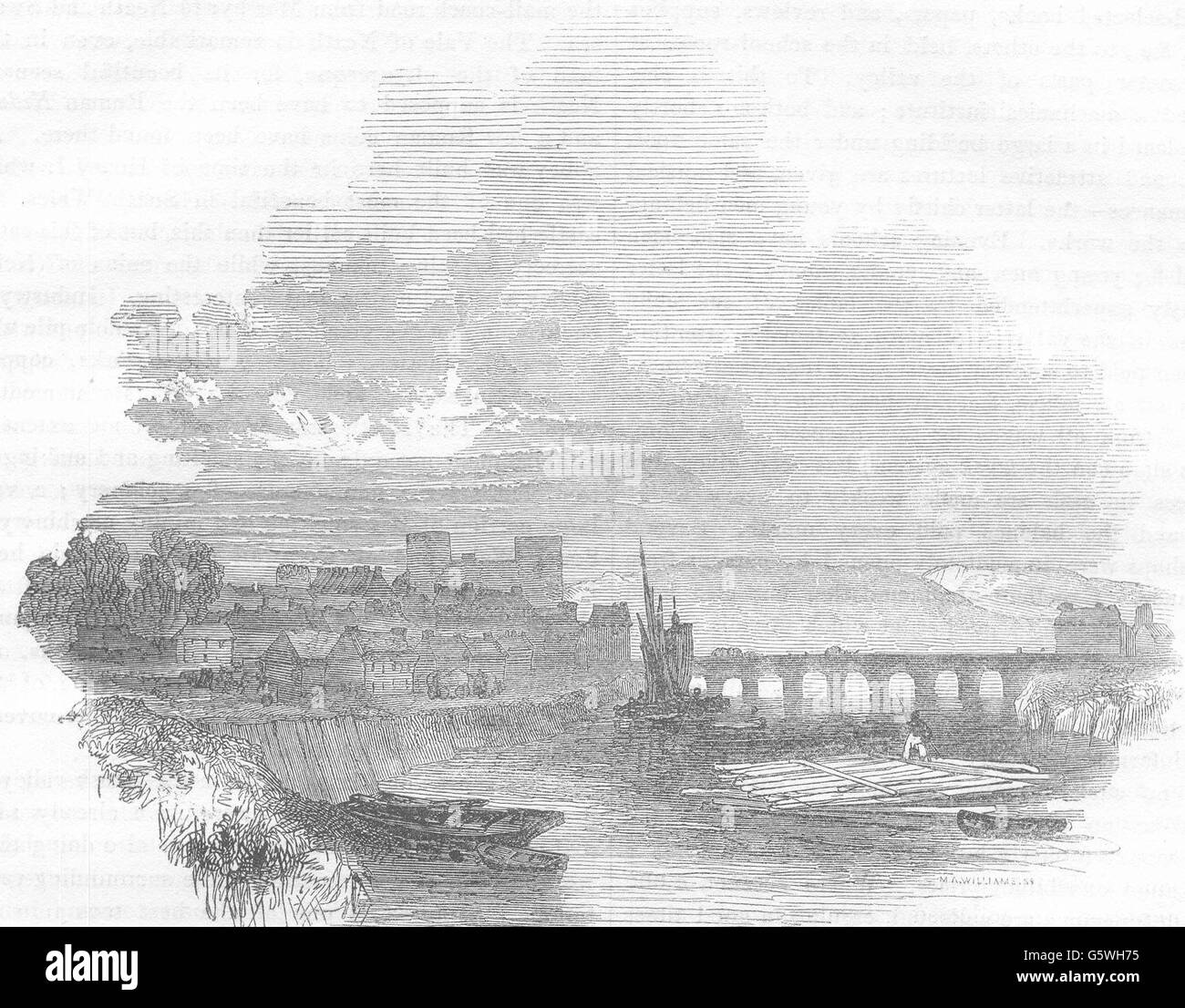 WALES: Carmarthen, antiken Druck 1850 Stockfoto