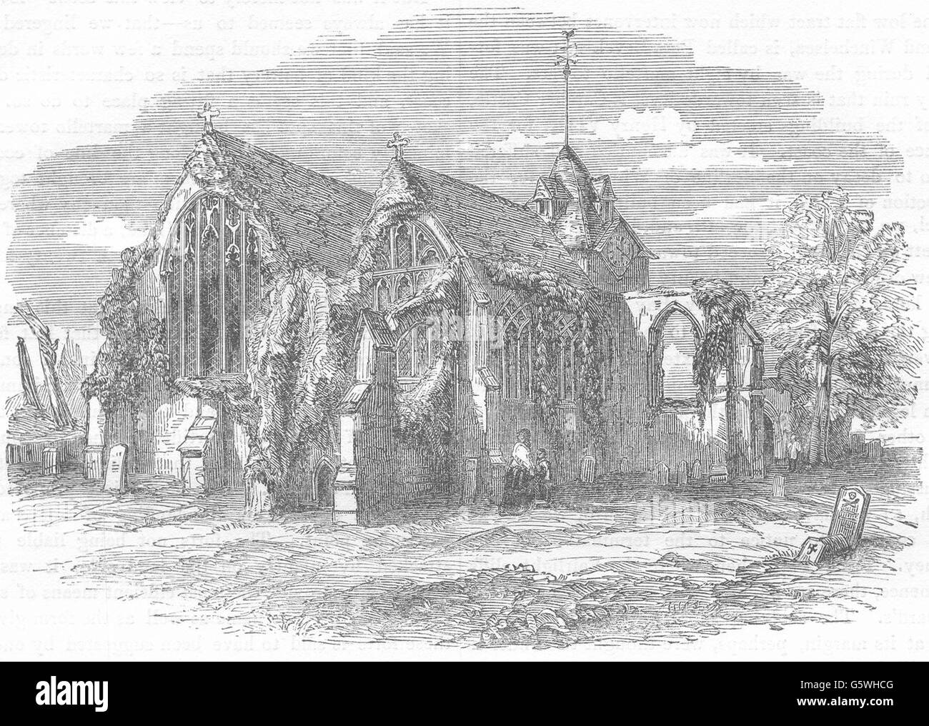 SUSSEX: Winchelsea Kirche, antiken Druck 1850 Stockfoto