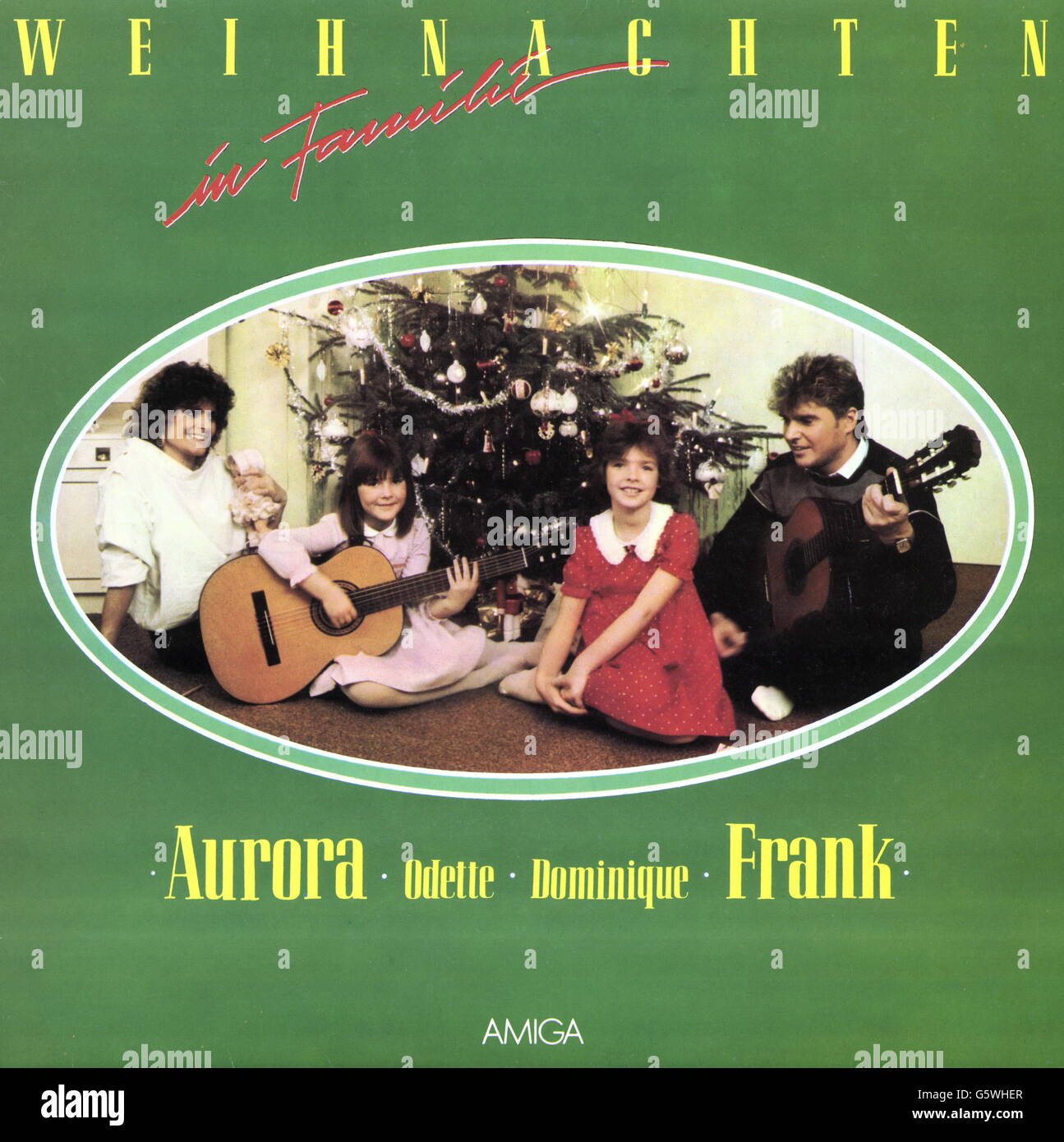 Musik, Schallplatten, 'Weihnachten in Familie', von Frank Schöbel und Aurora Lacasa, Cover, Amiga, VEB Deutsche Schallplatten, Berlin, 1985, Zusatzrechte-Clearences-nicht verfügbar Stockfoto