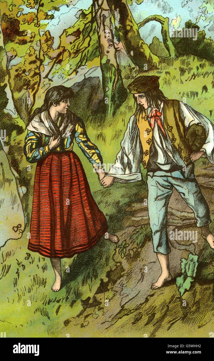 Literatur, Märchen, Grimm Brothers, King Thrushbeard, Farbdruck, aus: Kinder- und Hausmärchen, Additional-Rights-Clearences-not available Stockfoto Literatur, Märchen, Grimm Brothers, King Thrushbeard, Farbdruck, aus: Kinder- und Hausmärchen, Additional-Rights-Clearences-not available Stockfoto